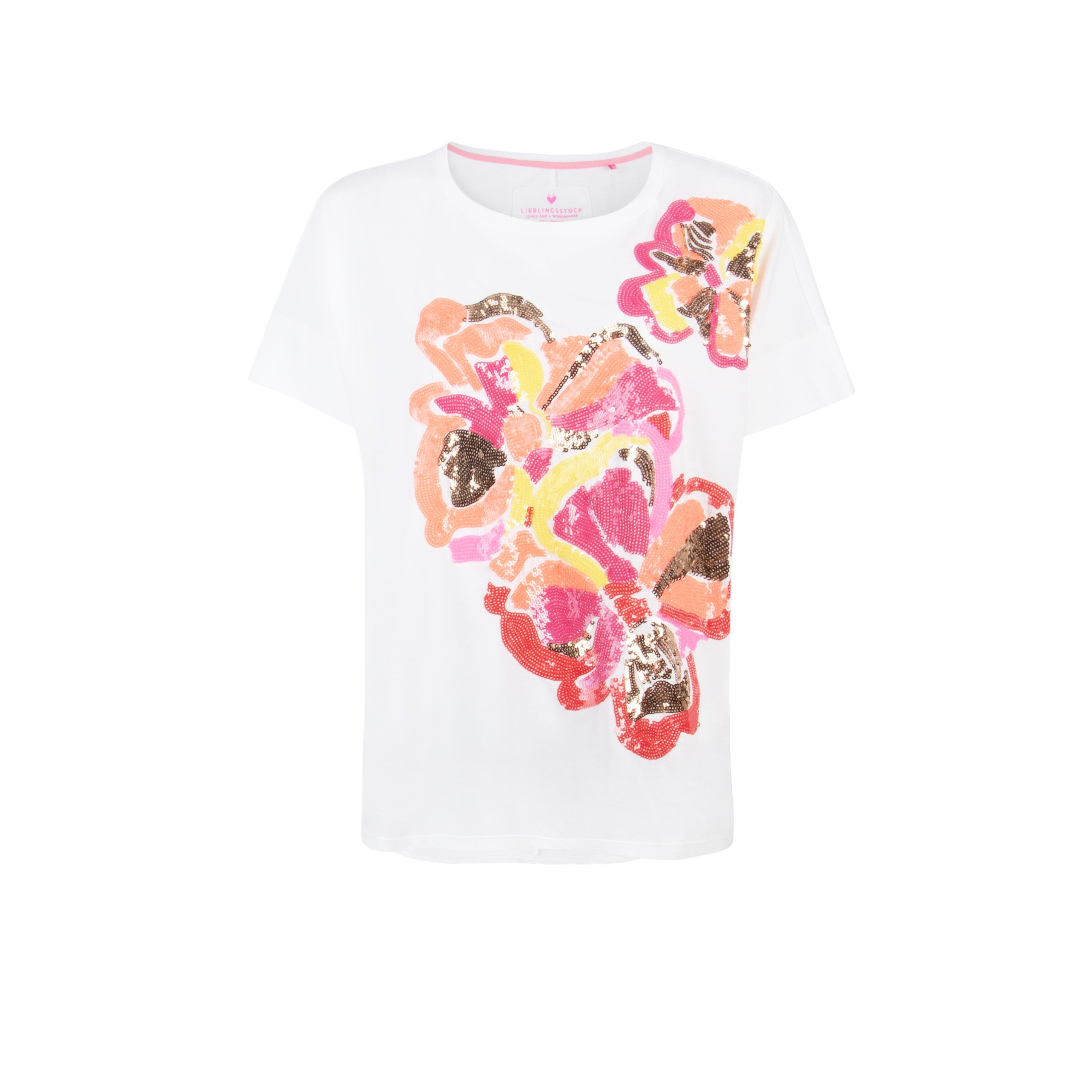 Lieblingsstück Shirt met ronde hals DavyL met bloemenprint en pailletten