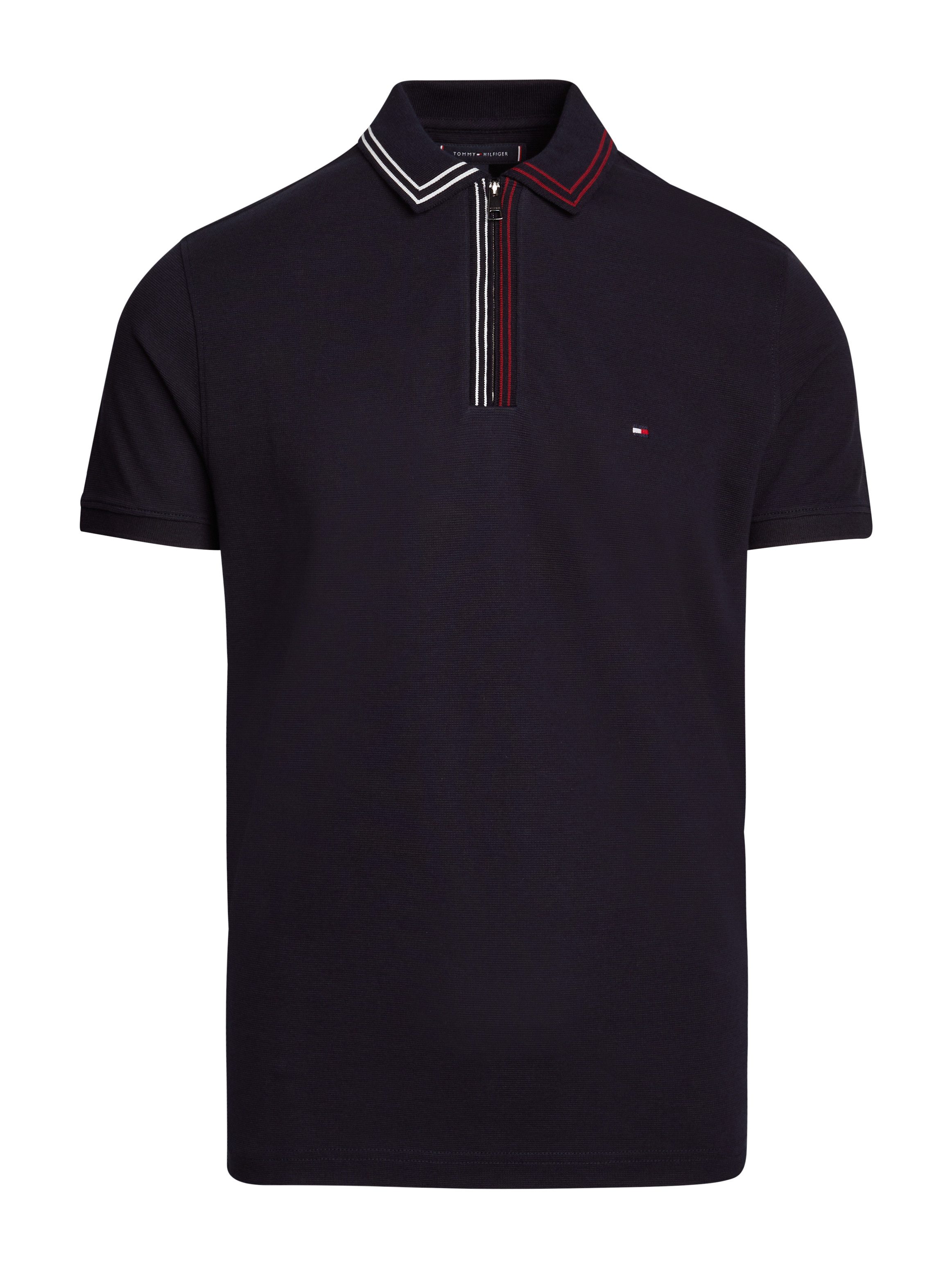 Tommy Hilfiger Poloshirt RWB ZIP PLACKET TIPPING REG POLO met contrasterende strepen aan de kraag