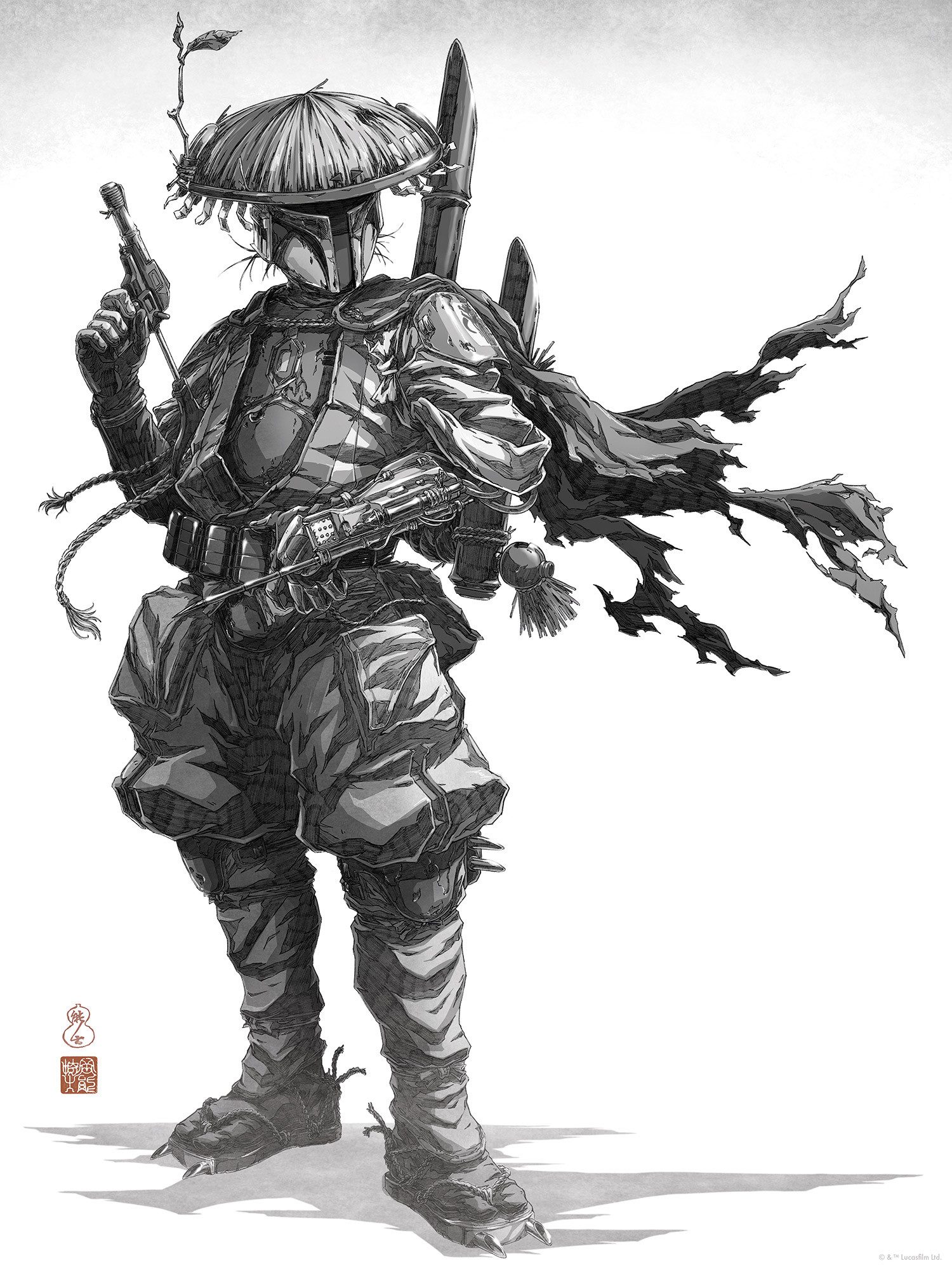 Komar Artprint Star Wars Vision Samurai Bounty Hunter 300 x 280 cm (breedte x hoogte) - behang, vlies, woonkamer, slaapkamer (1 stuk)