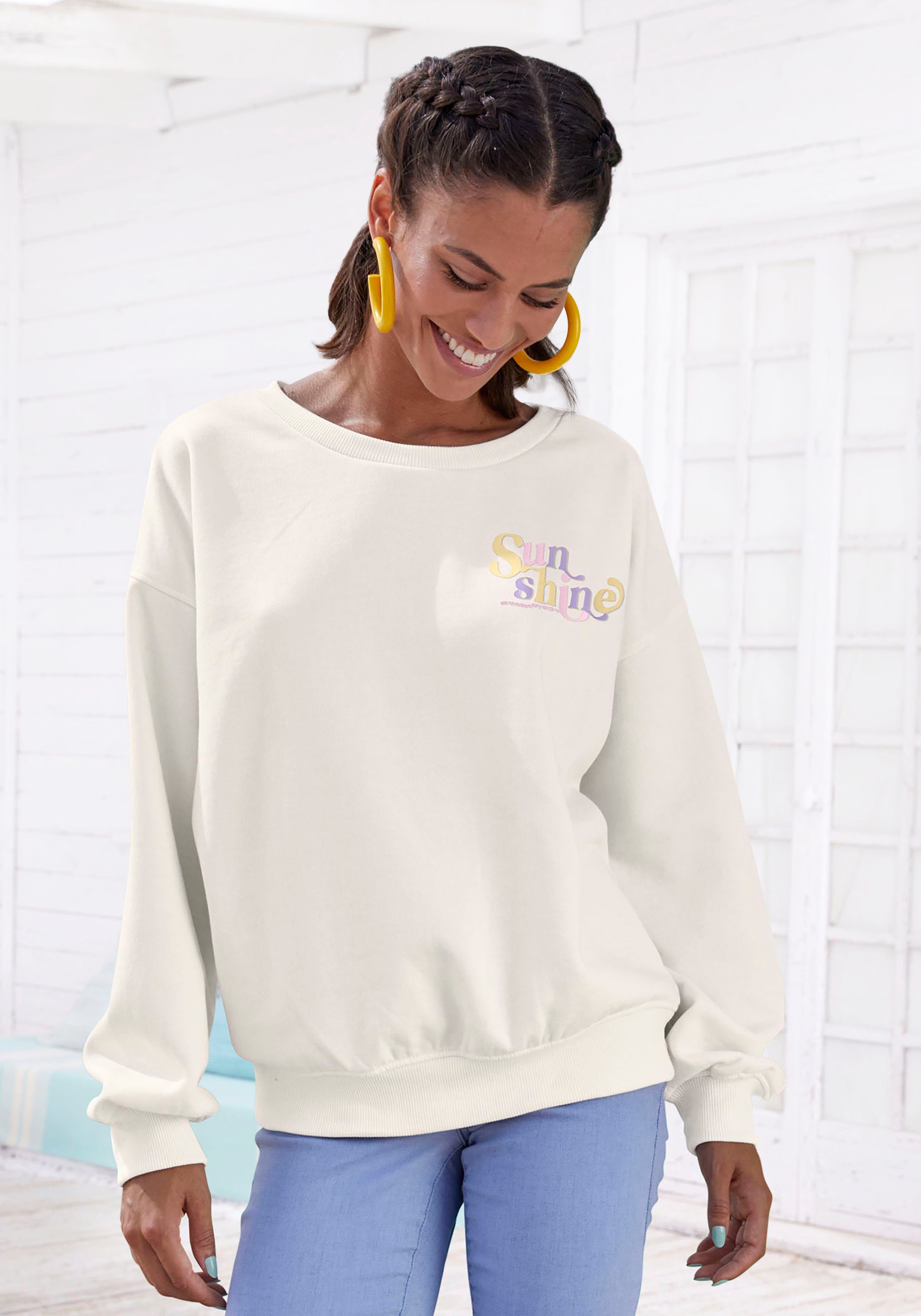 Buffalo Sweatshirt Met ribboorden met ribborde en sunshine print, loungewear