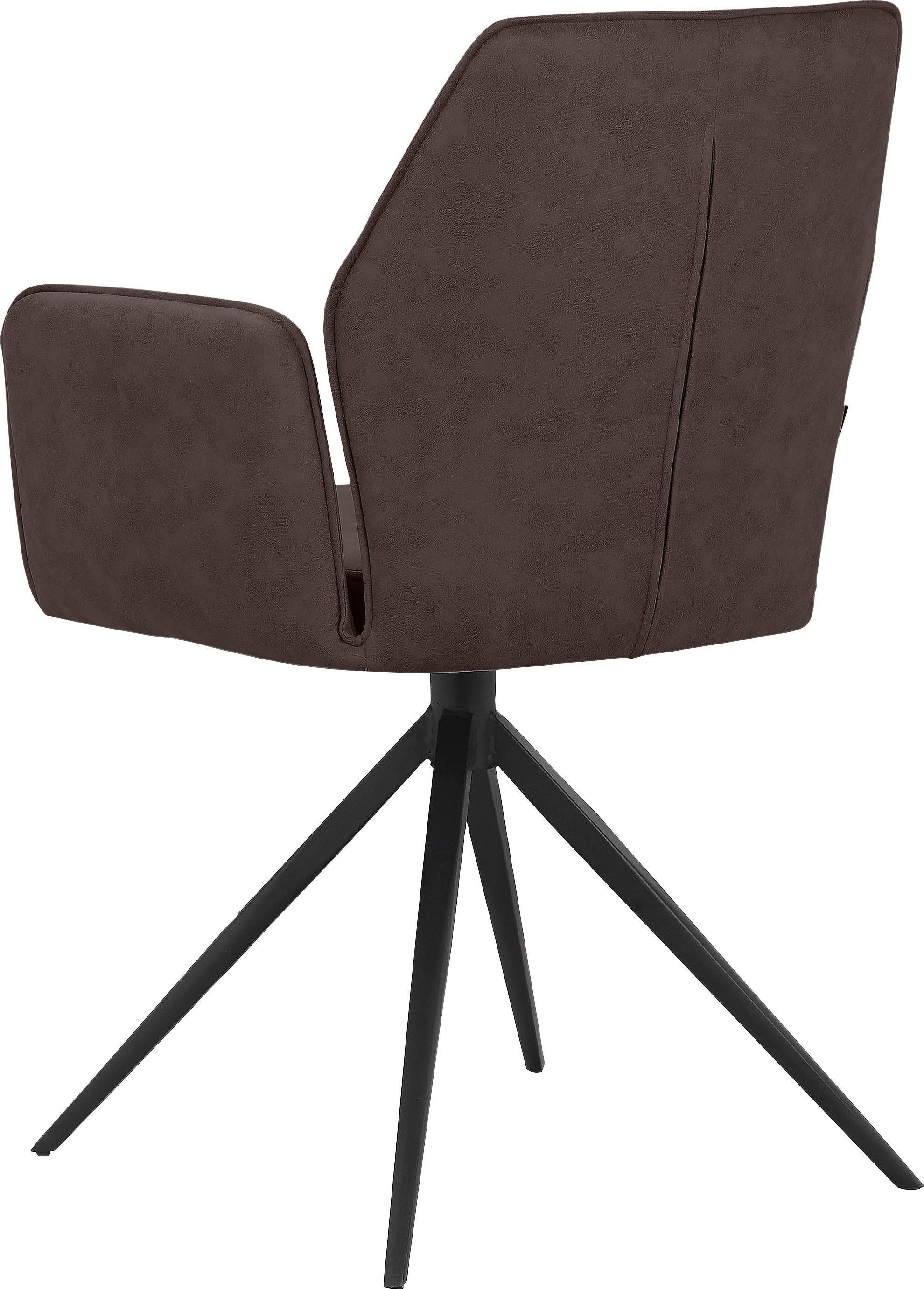 Places of Style Eetkamerstoel Ozias Zacht verdikte zitting en rugleuning, onderstel van metaal zwart, zithoogte 50 cm (2 stuks)