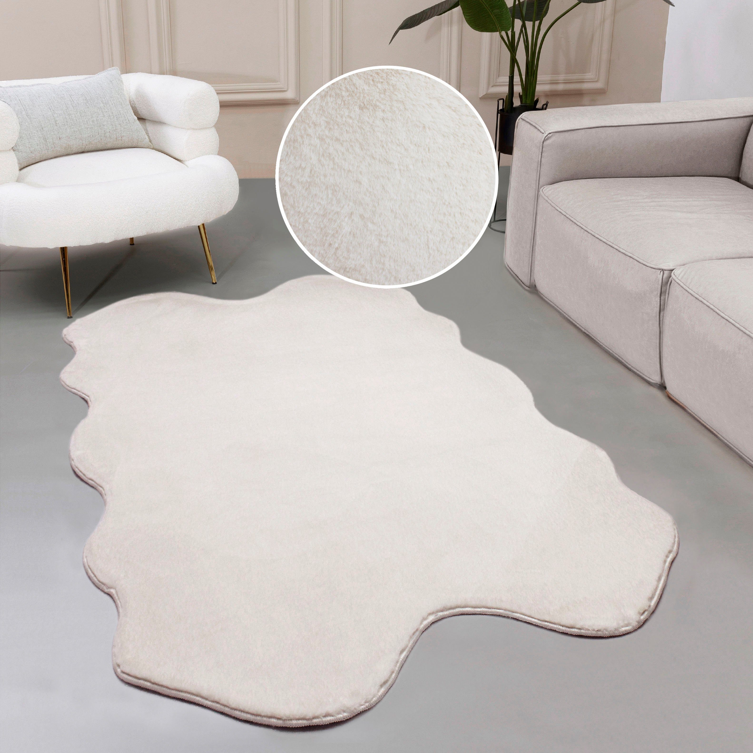 Leonique Vachtvloerkleed Balu, duurzame kunstbont tapijt, modern, langpolig Imitatiebont in konijnenbont-gevoel, woonkamer, slaapkamer, eetkamer