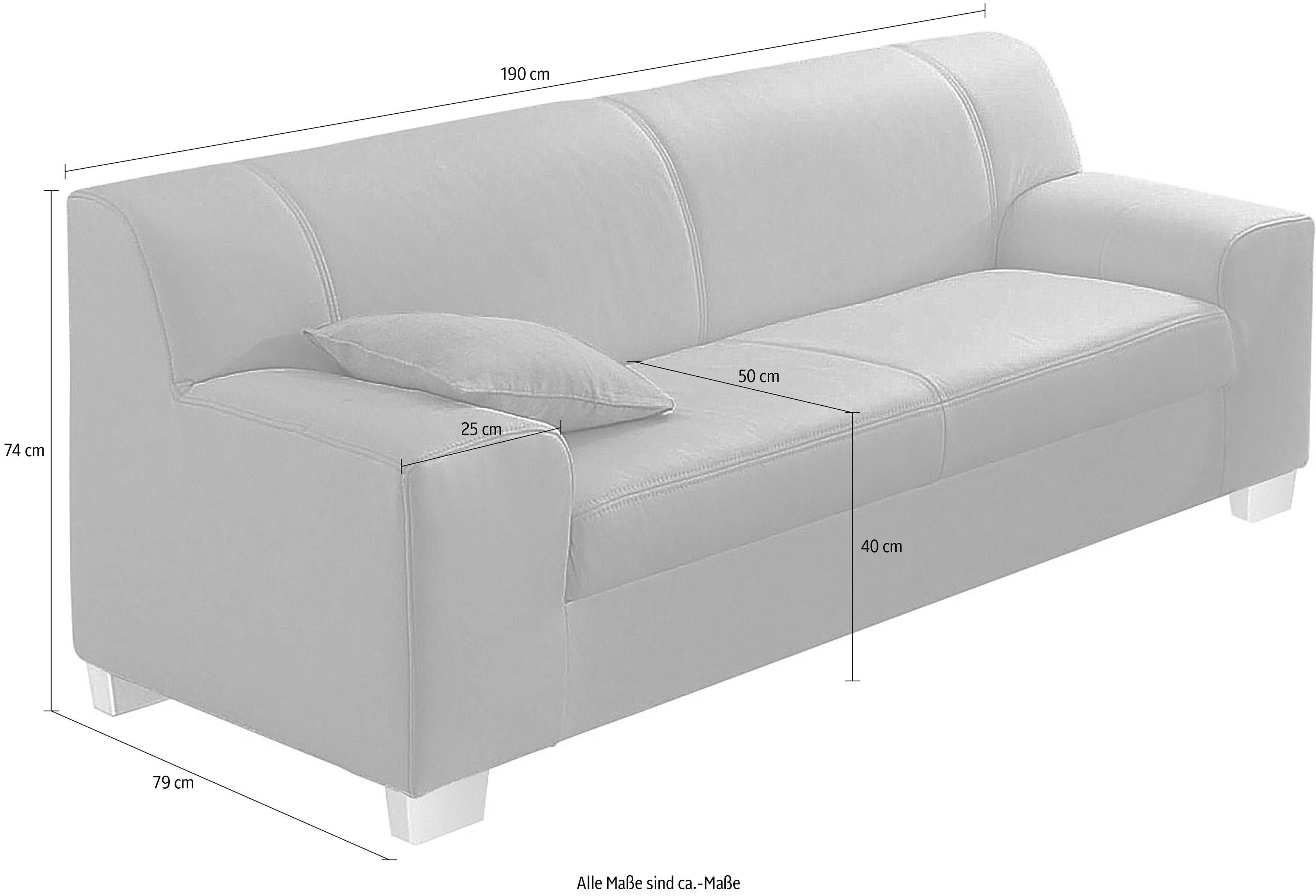 DOMO collection 3-zitsbank Amando in veel bekledingsvarianten, ook in leer
