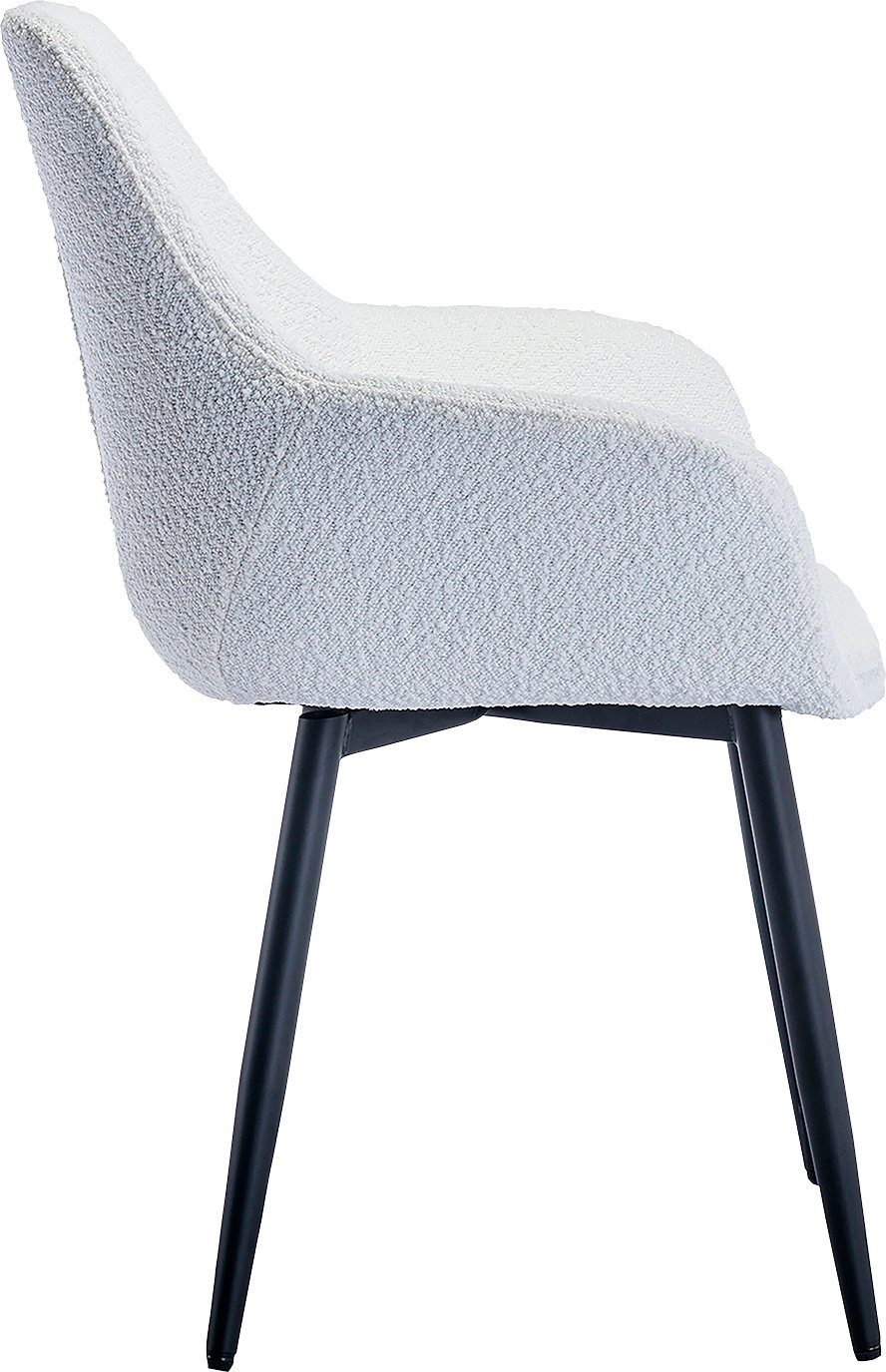 SalesFever Stoel met armleuningen moderne bouclébekleding (set, 2 stuks)