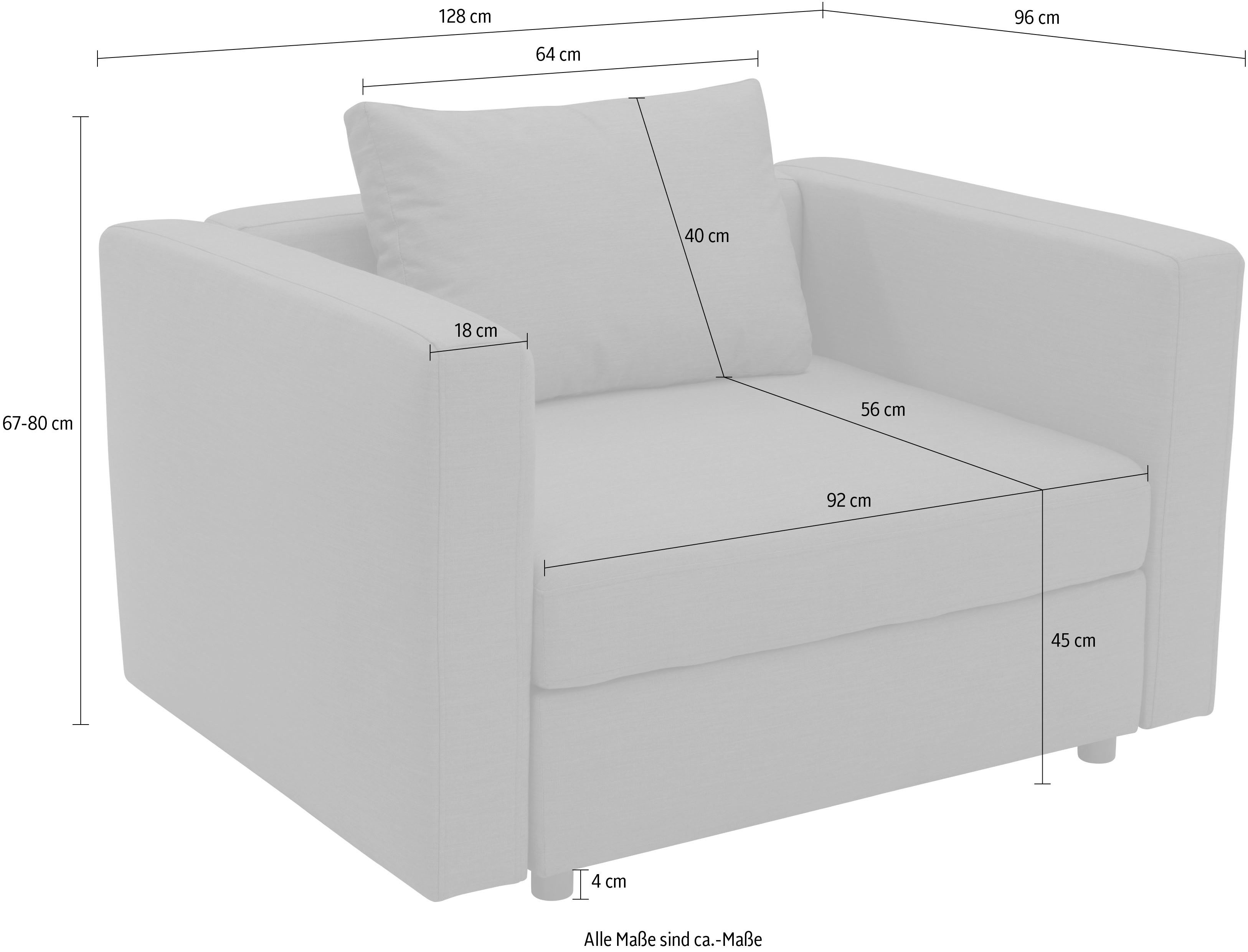 DOMO collection Fauteuil Solskin, individueel uitbreidbaar, voor tuin, terras, balkon Mooi gevormd met losse zit- en rugkussen, speciaal voor buiten