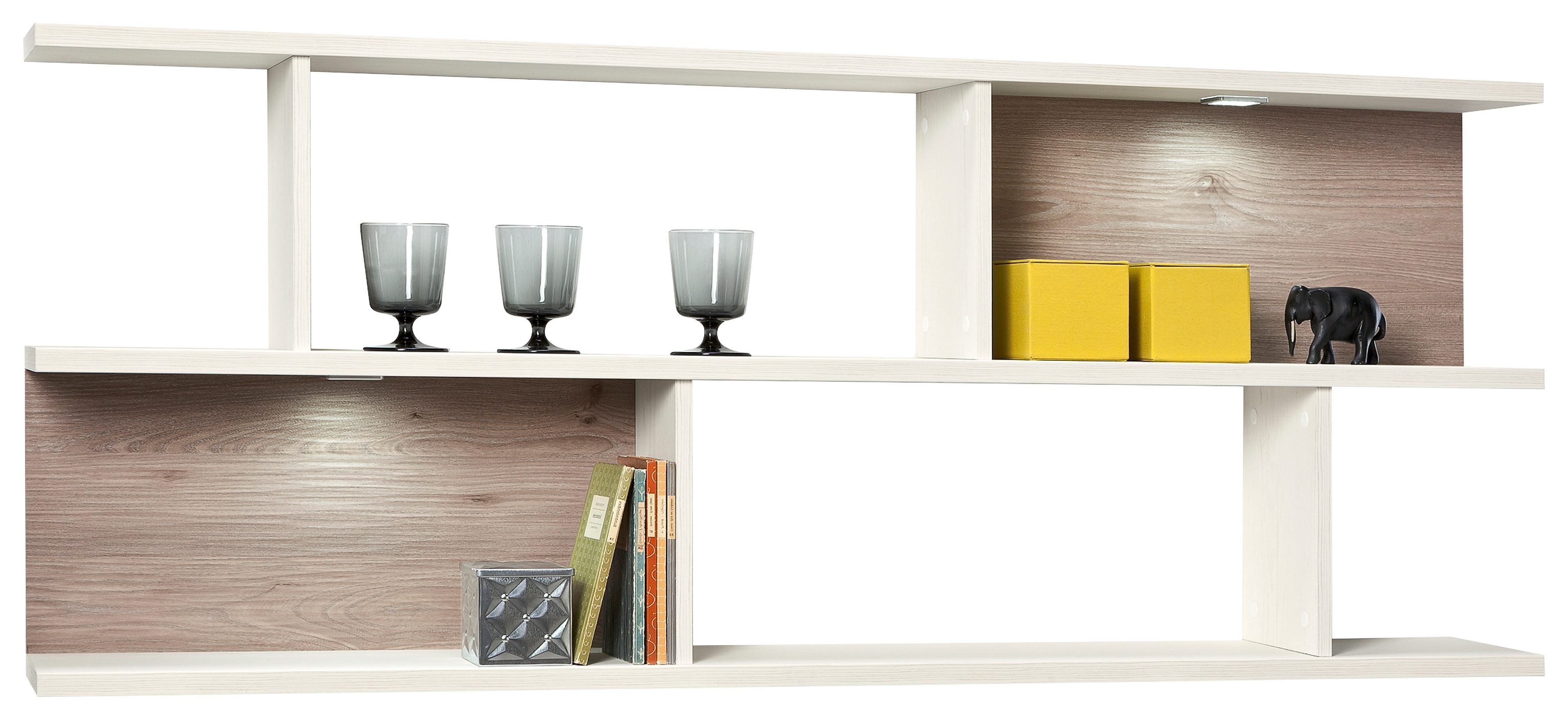 set one by Musterring Wandplank York Type 43, met 3 planken, 3 kleuren, verlichting optioneel, B 150 cm