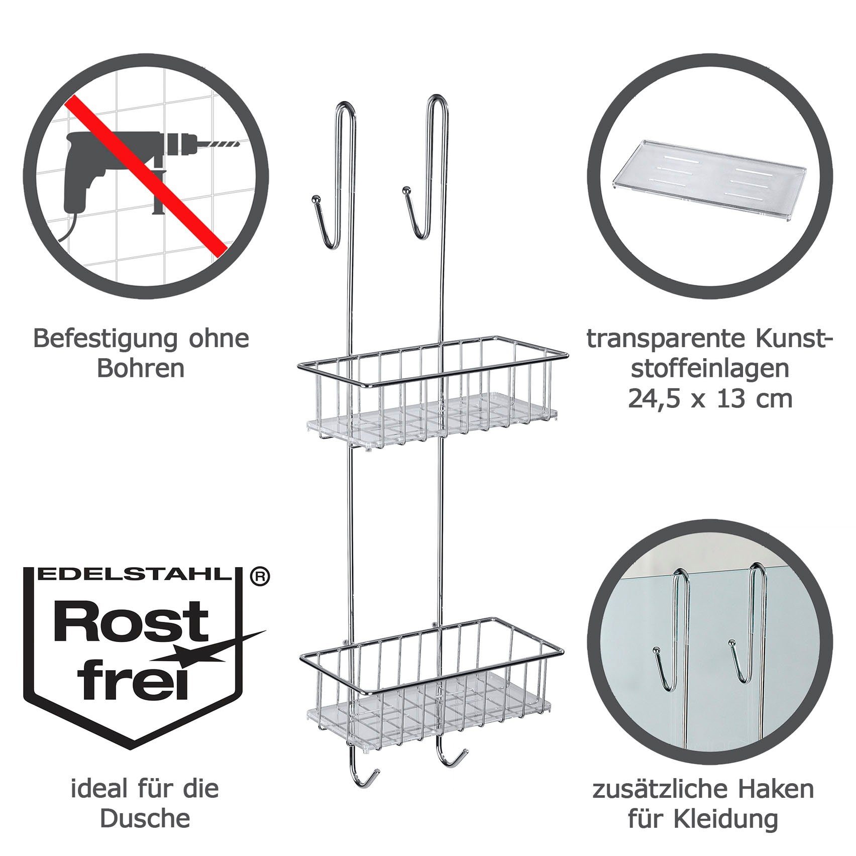 WENKO Doucherekje ALDO 3 plateaus, 1 spiegel