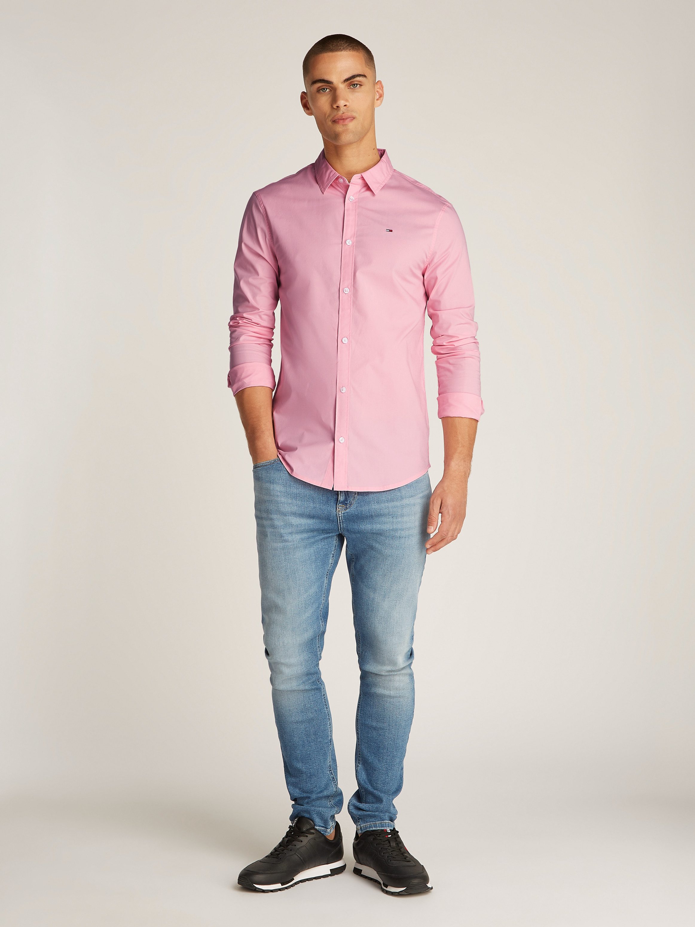 TOMMY JEANS Overhemd met lange mouwen Sabim Stretch Hemd Shirt Stretch shirt, premium, slim fit, met elastaan