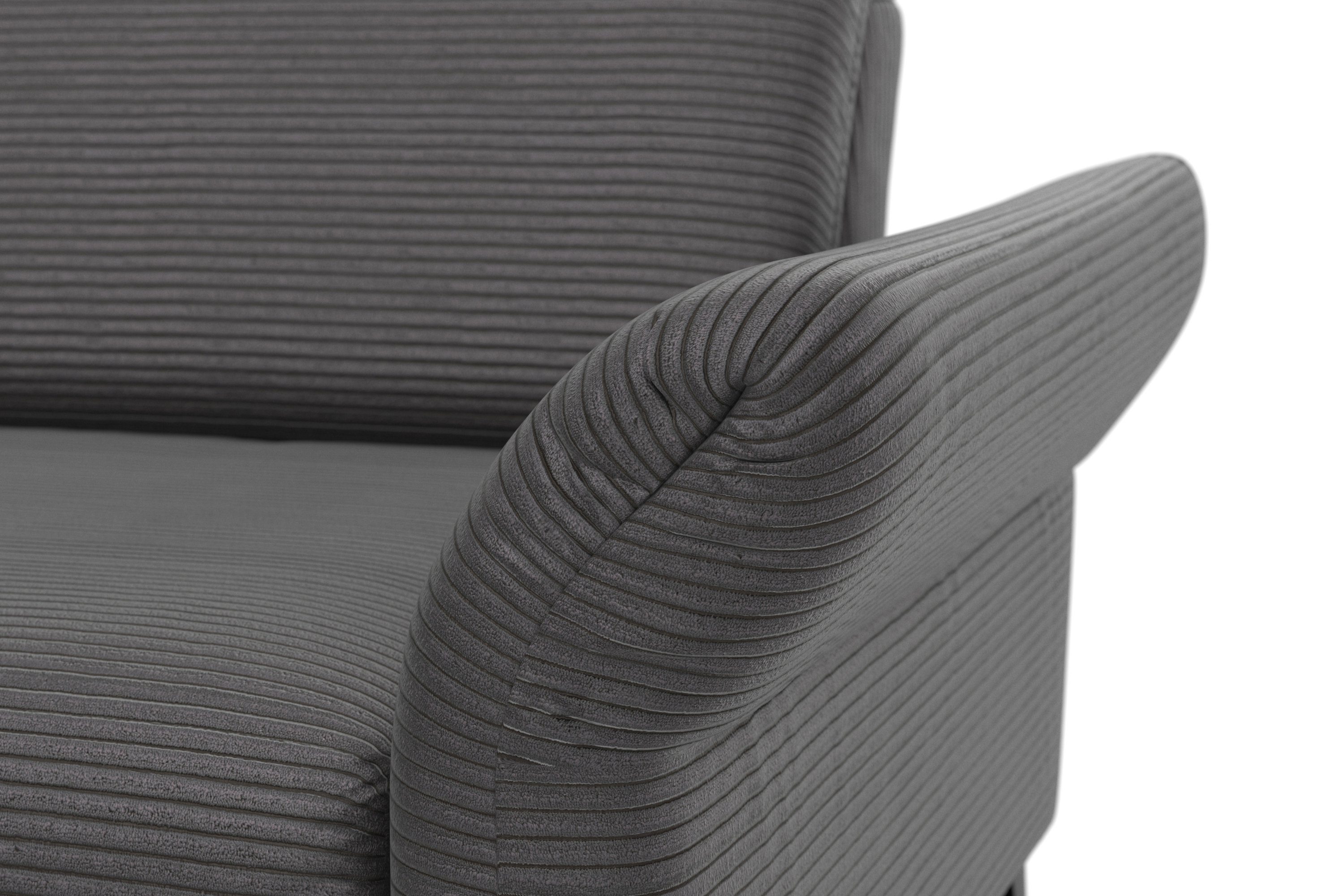 INOSIGN Hoekbank Coco L-vorm Verstelbare zitdiepte, armleuning en hoofdeind, cordbekleding, poothoogte 15 cm