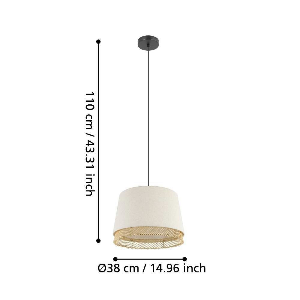 EGLO Hanglamp TABLEY Hanglamp, eetkamerlamp, bamboe en linnen, hanglamp, Ø 38 cm (1 stuk)