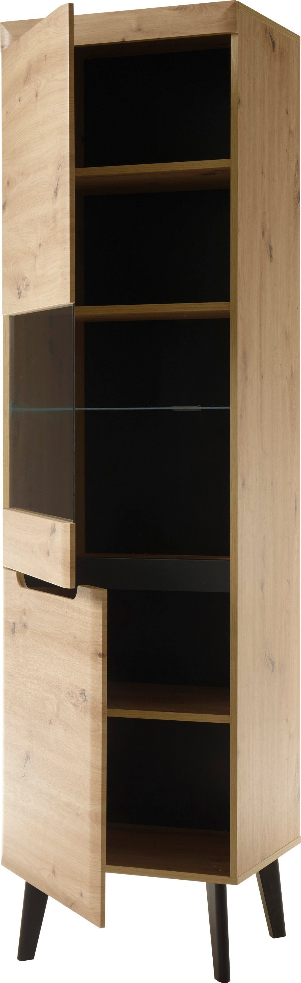 INOSIGN Vitrinekast Torge, hoge kast, glazen vitrine, staande vitrine, vitrinekast in drie verschillende kleuren beschikbaar, glazen deur & -bodem, 53 cm breed (1 stuk)