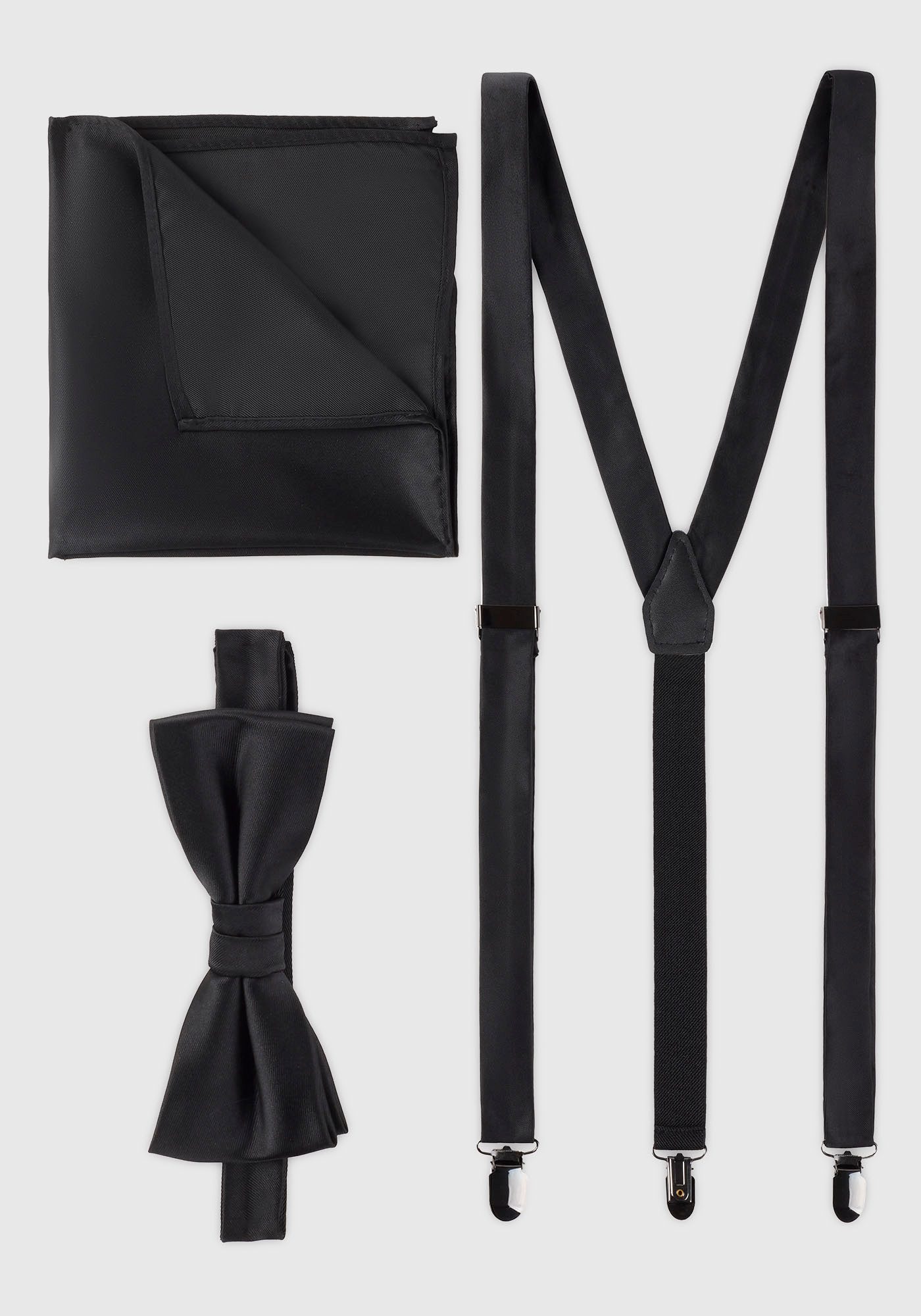 MONTI Bretels Salvo Bretels met bijpassende vlinderstrik en zakdoek (set, 3 stuks) unisex bretels zwart