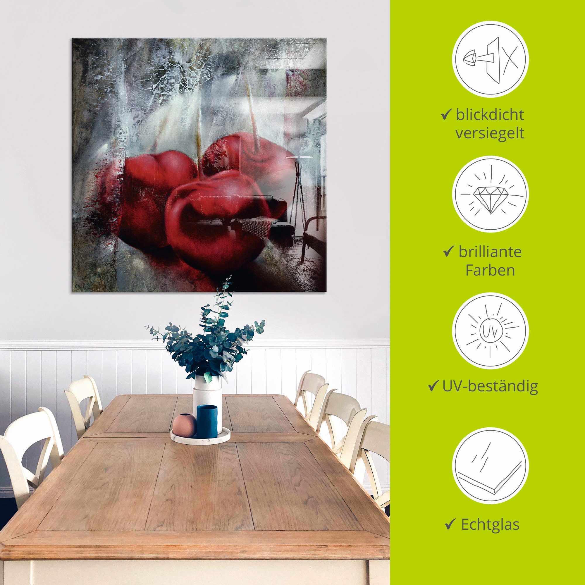 Artland Print op glas Kersen in verschillende maten