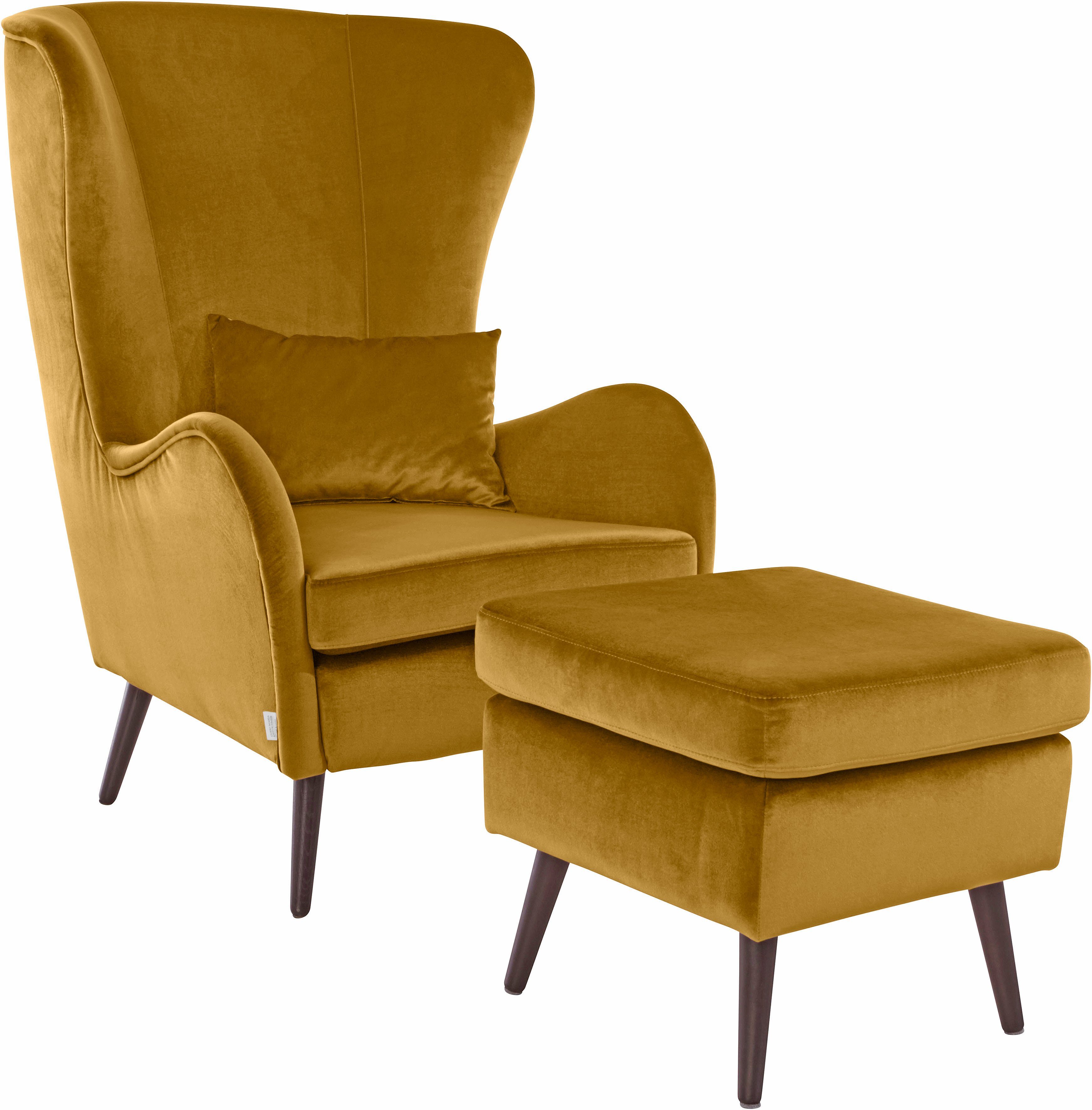 Guido Maria Kretschmer Home&Living Fauteuil Sallito, TV-stoel, oorfauteuil met Hocker, in veel stofkwaliteiten, ook in fluweelcord