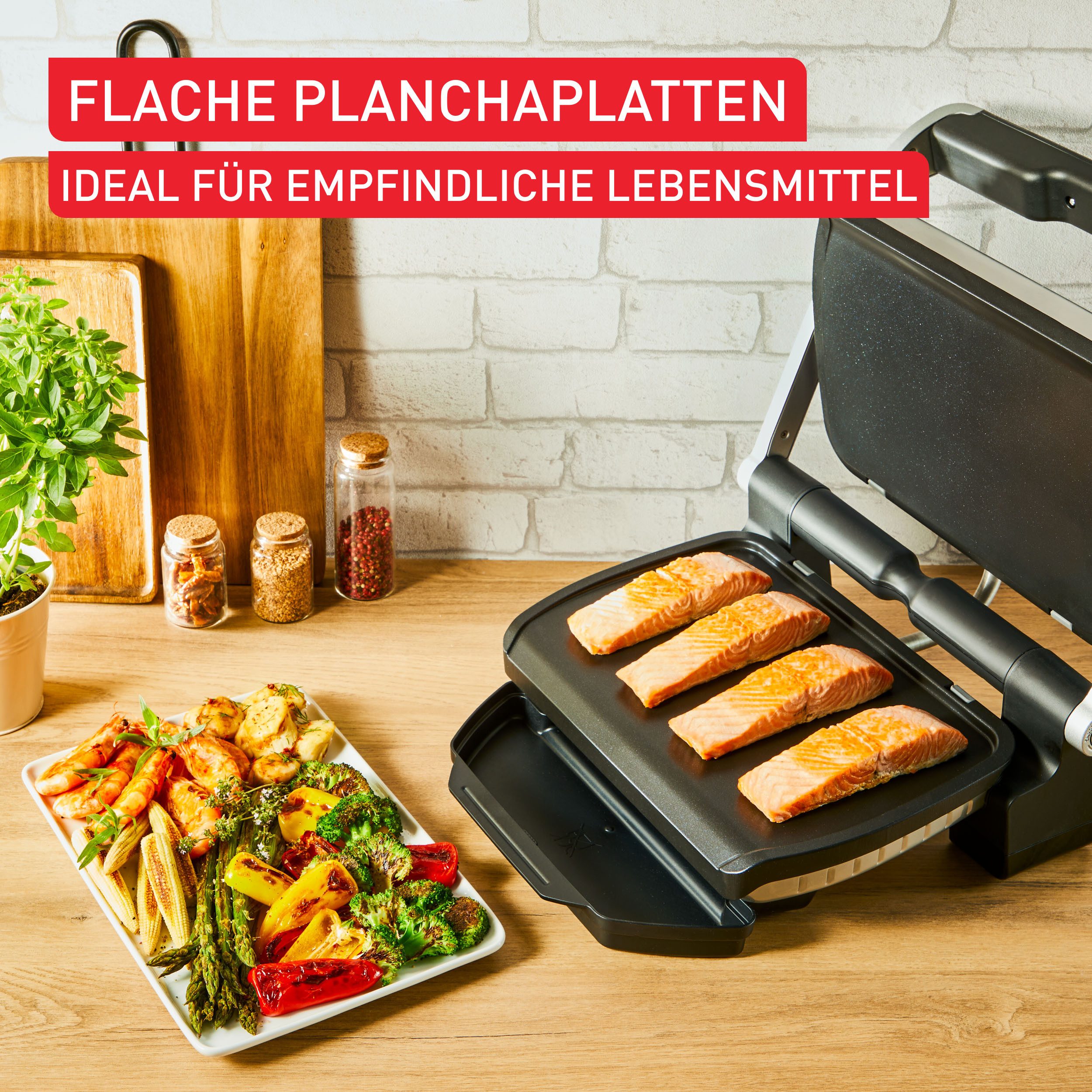 Tefal Bakplaat XA7288 OptiGrill Plancha-platen, voor gevoelige ingrediënten, anti-aanbak aluminium drukgiet (set)