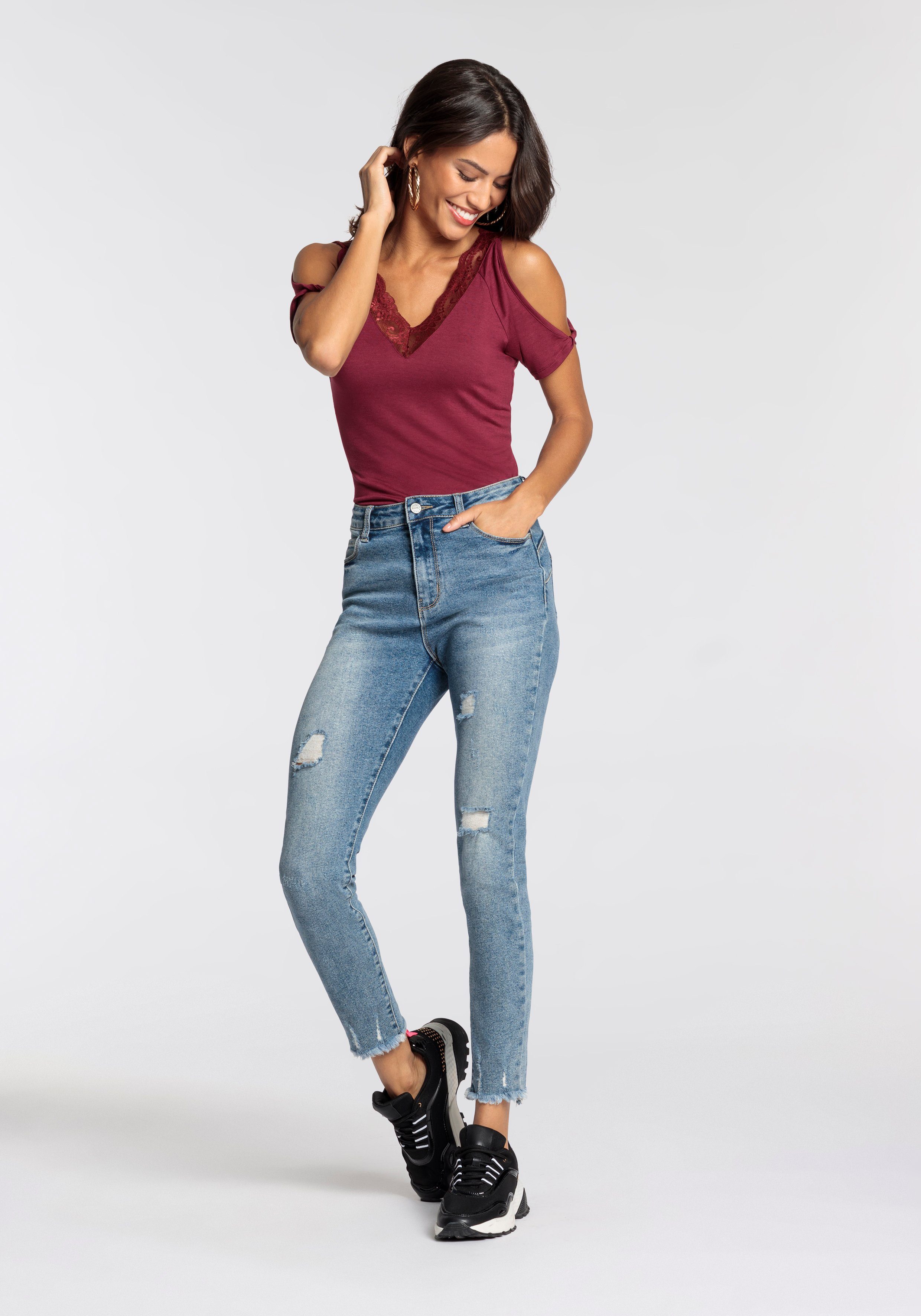 Melrose Kanten shirt met uitsparingen op de schouders - nieuwe collectie