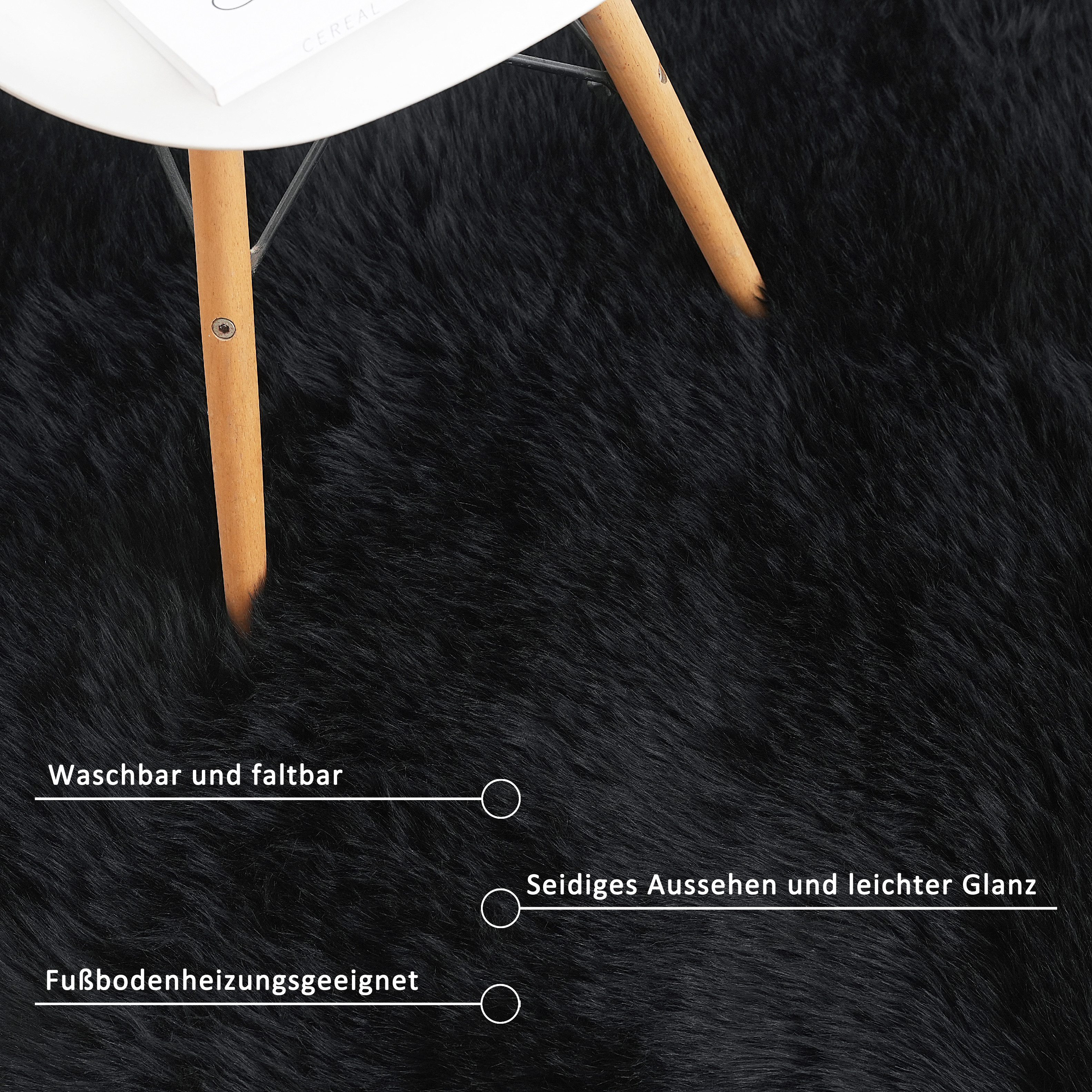 my home Vachtvloerkleed Dena, hoogpolige vloerkleden, behaaglijk zacht Imitatiebont, unikleur, woonkamer, slaapkamer, eetkamer
