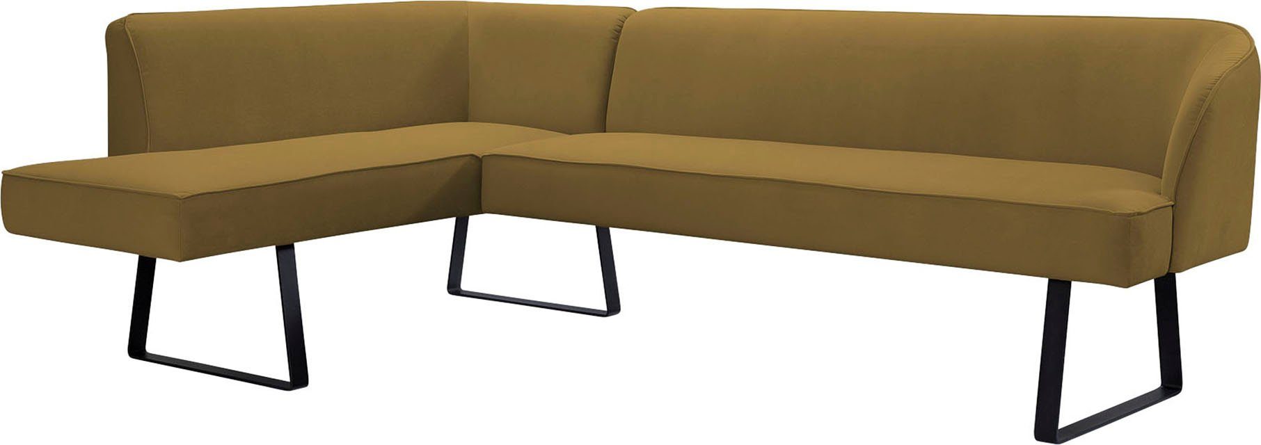 exxpo - sofa fashion Hoekbank Americano met opstaande naad en metalen poten, bekleding in verschillende kwaliteiten