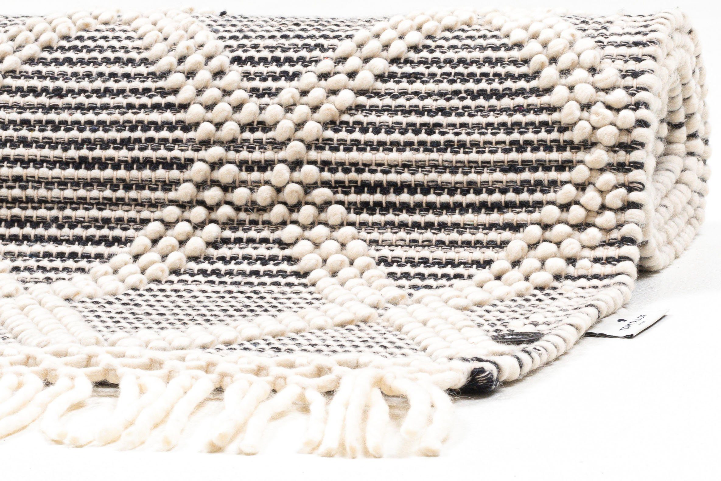 TOM TAILOR HOME Vloerkleed Coloured Macrame Handgeweven vloerkleed, zuivere wol, met de hand geweven, met franje, Scandi design