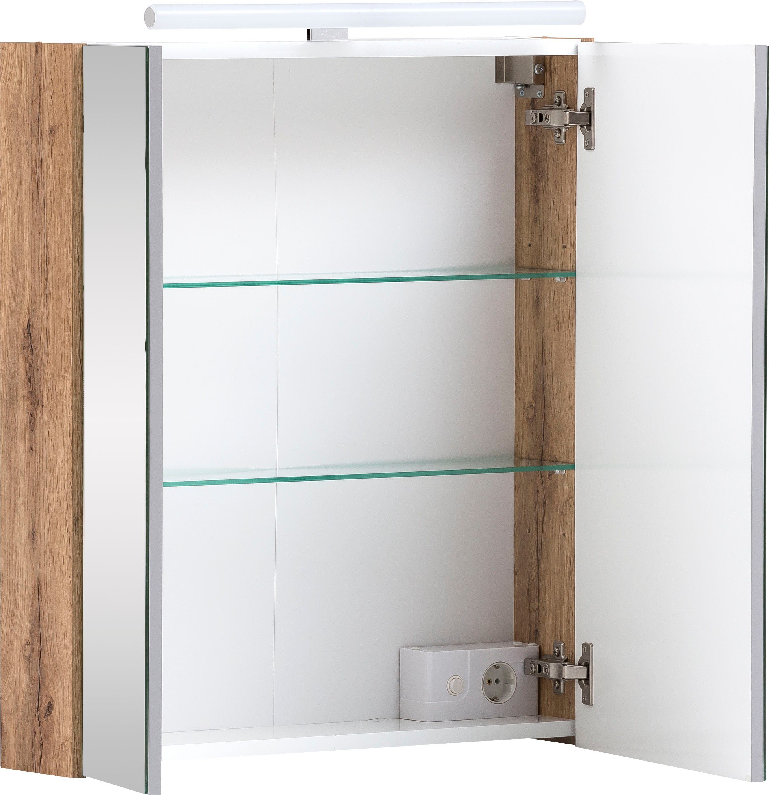 Schildmeyer Spiegelkast Duo Breedte 60 cm, 2-deurs, ledverlichting, schakelaar-/stekkerdoos