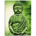artland print op glas boeddha (1 stuk) groen