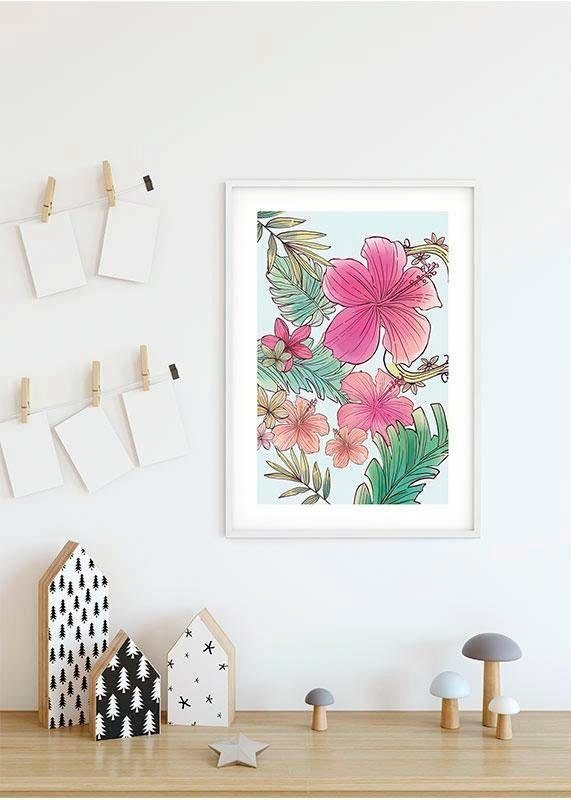 Komar Wanddecoratie Ariel Flowers Wanddecoratie voor de kinderkamer - zonder lijst (1 stuk)