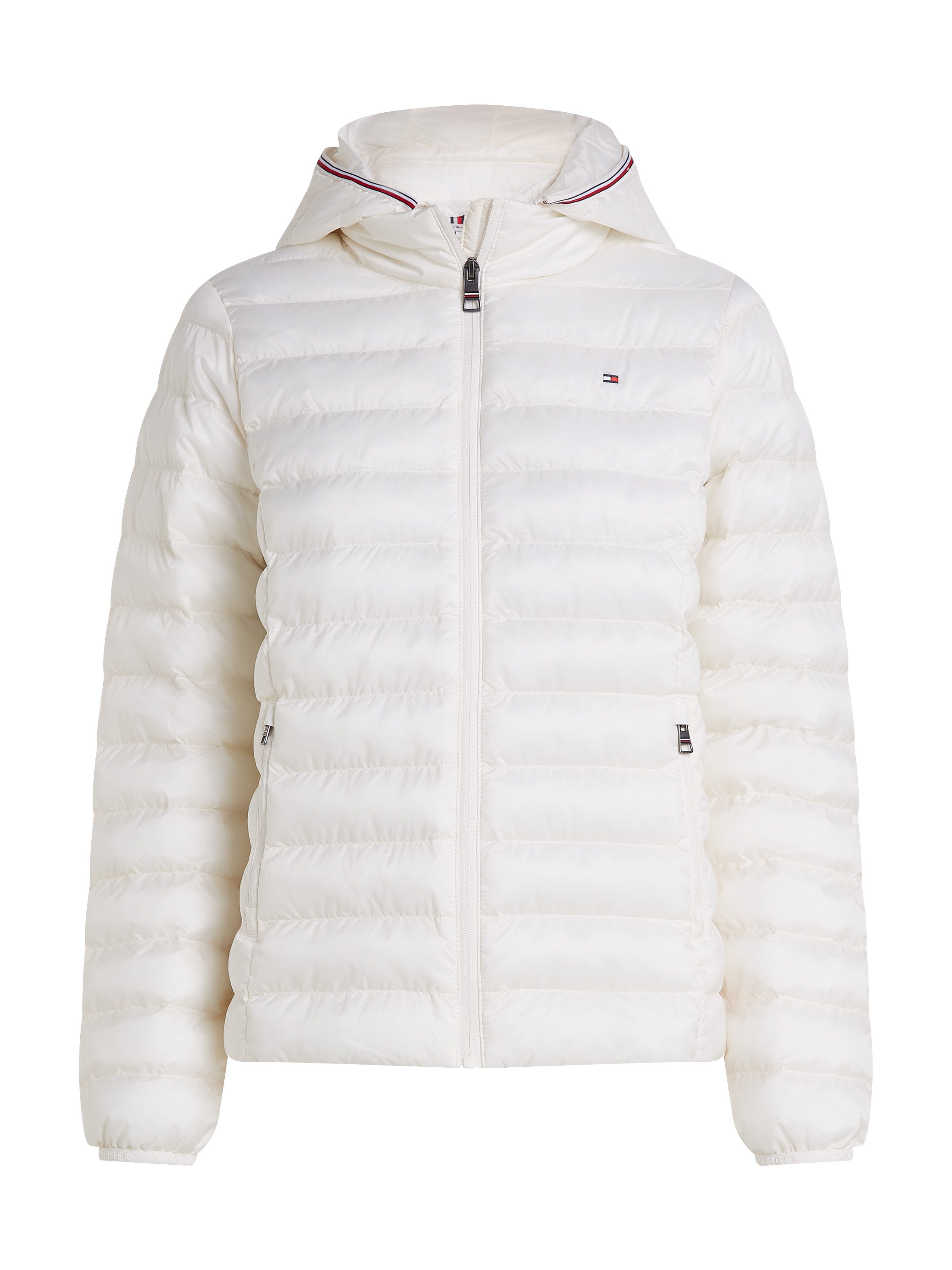 Tommy Hilfiger Gewatteerde jas LW PADDED GLOBAL STRIPE JACKET met merkelastiek op de capuchon (Global Serie TH VROUWEN)