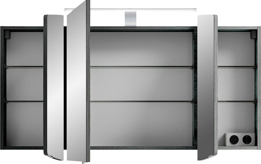 Saphir Badkamerserie Cassca sprint 2-delig mineraalmarmeren wastafel met led-spiegelkast (2-delig)