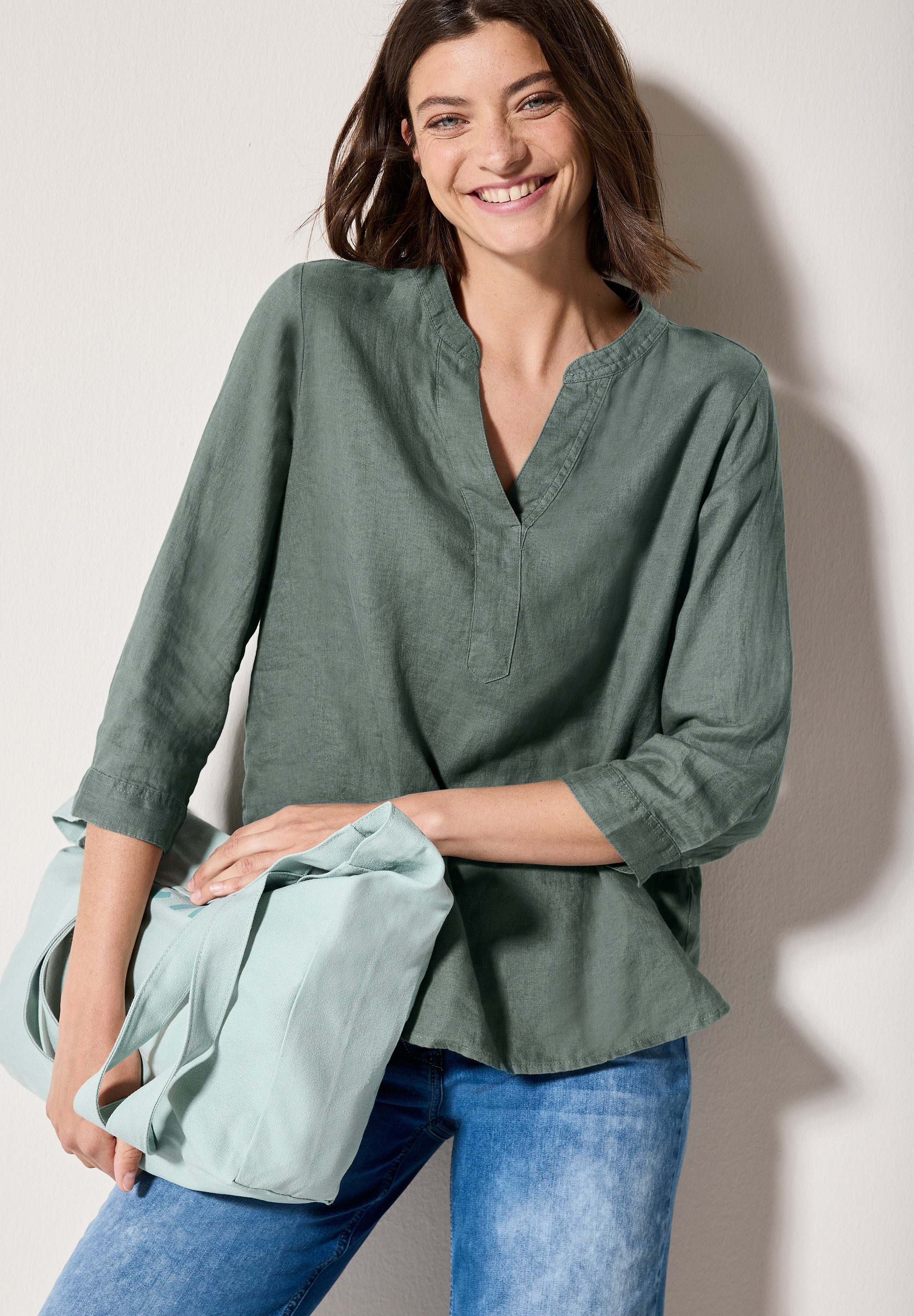 Cecil Blouse zonder sluiting met 3/4-mouwen en turn-up