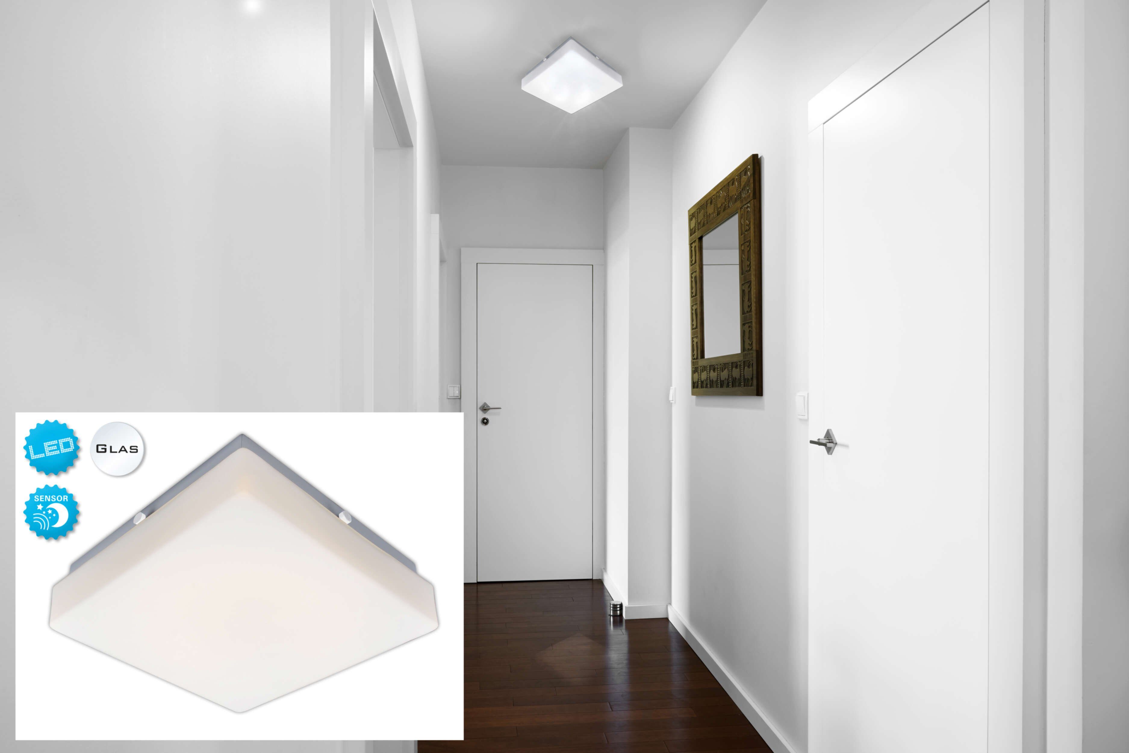näve Led-plafondlamp Trondheim met sensor met schemerschakelaar en detectiehoek 360° (1 stuk)