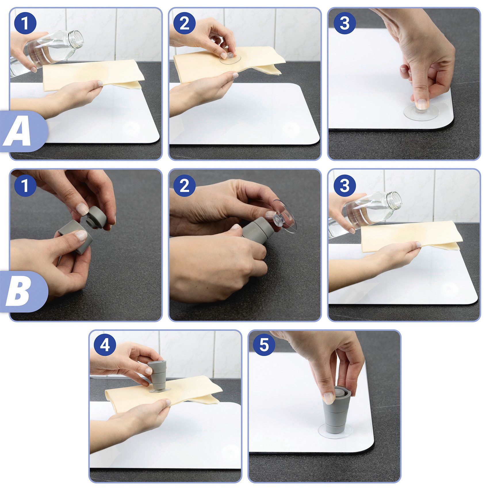WENKO Kookplaatdeksel Universal Model Schwarz Kookplaatafdekking voor alle soorten kookplaten, krasvast, met antislipvoetjes (set, 2-delig)