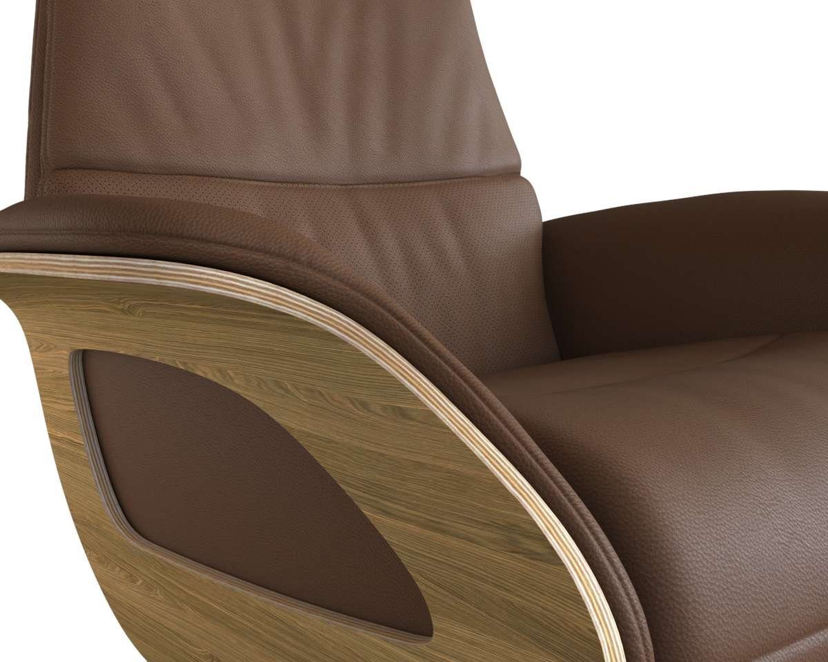 FLEXLUX Relaxfauteuil Clement praktische elektrische fauteuil Maat M, elektrische rug- en voetensteun, accu, armleuning Eiken, zwarte poot