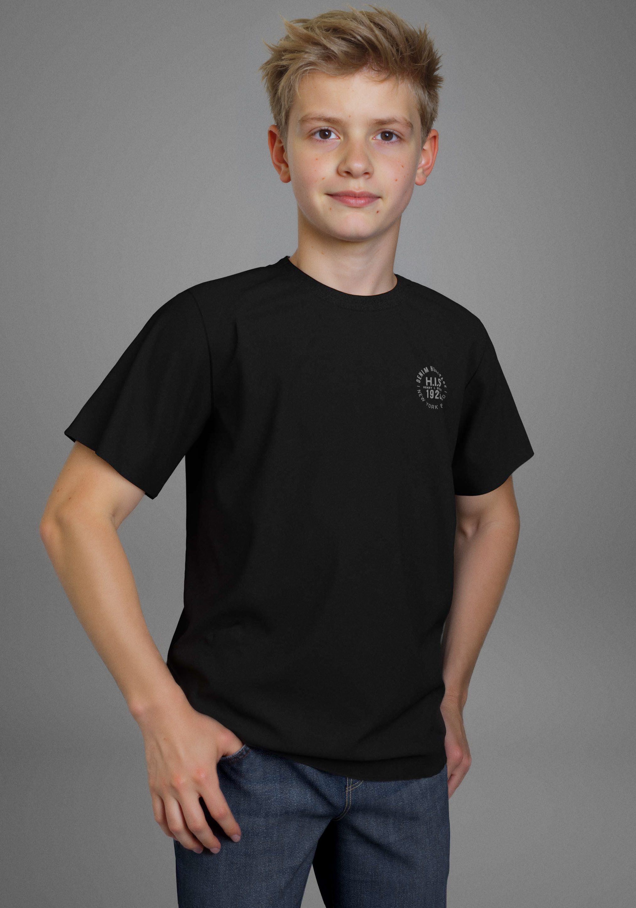H.I.S T-shirt 2 T-shirts met logo-opdruk (set, 2-delig)