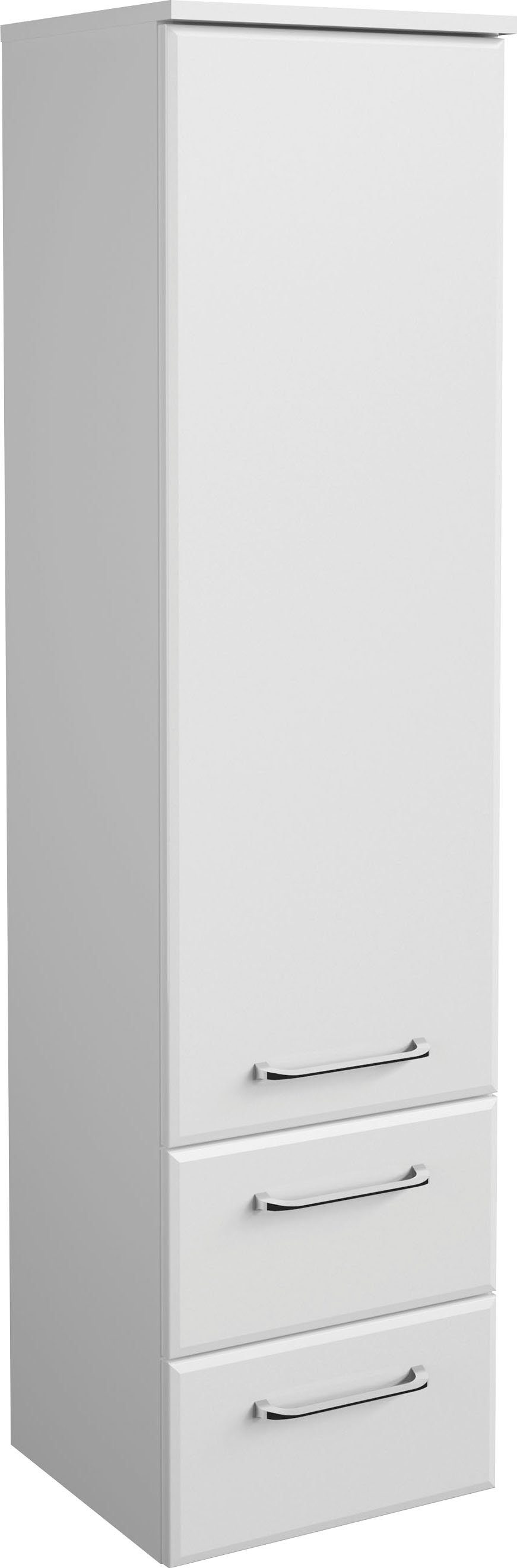 Saphir Halfhoge kast Quickset badkamermeubel 35 cm breed, 1 deur, 2 laden, 2 planken Badkamer-halfhoge kast inclusief deurdemper, grepen in glanzend chroom