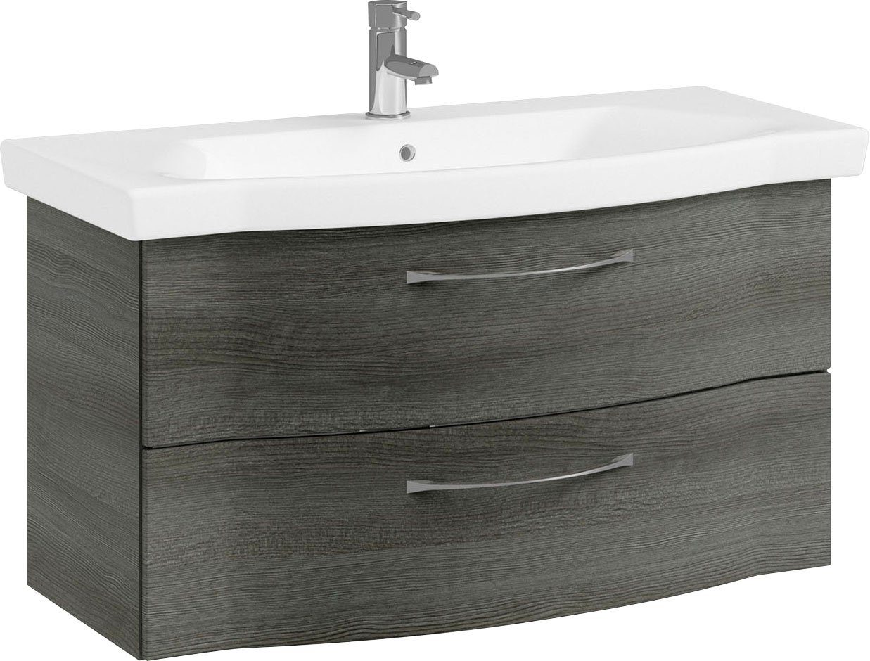 Saphir Badkamerserie 6005 sprint keramiek-wastafelonderkast, 97 cm breed Wastafelmeubel inclusief deurdemper, 2 laden, wastafelonderkast set (1 stuk)