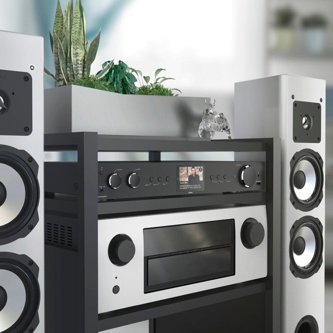 Hama Tuner HiFi tuner FM,DAB DAB+, internet radio, Bluetooth ontvanger & zender met timer, wekfunctie, kleurendisplay, spotify en amazon music luisteren