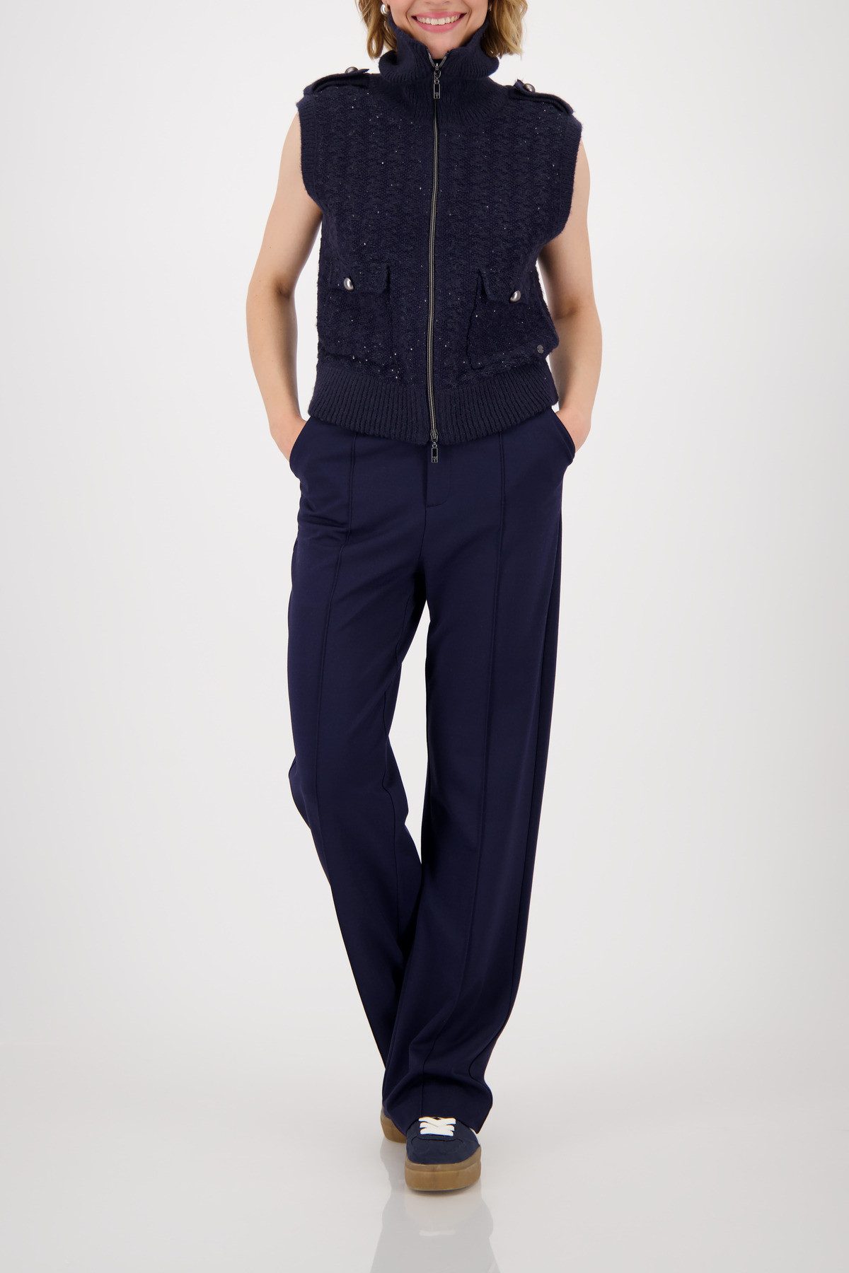 Monari Vest Regular fit met ronde hals met opstaande kraag