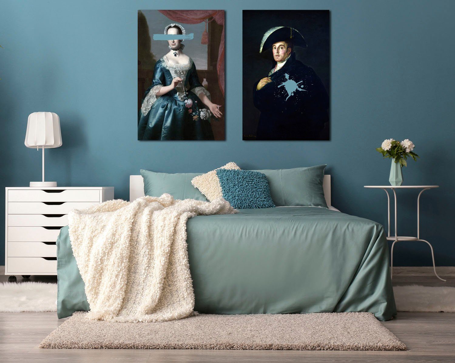 queence Artprint op acrylglas Man met kleurvlek Fine Art-print in galeriekwaliteit