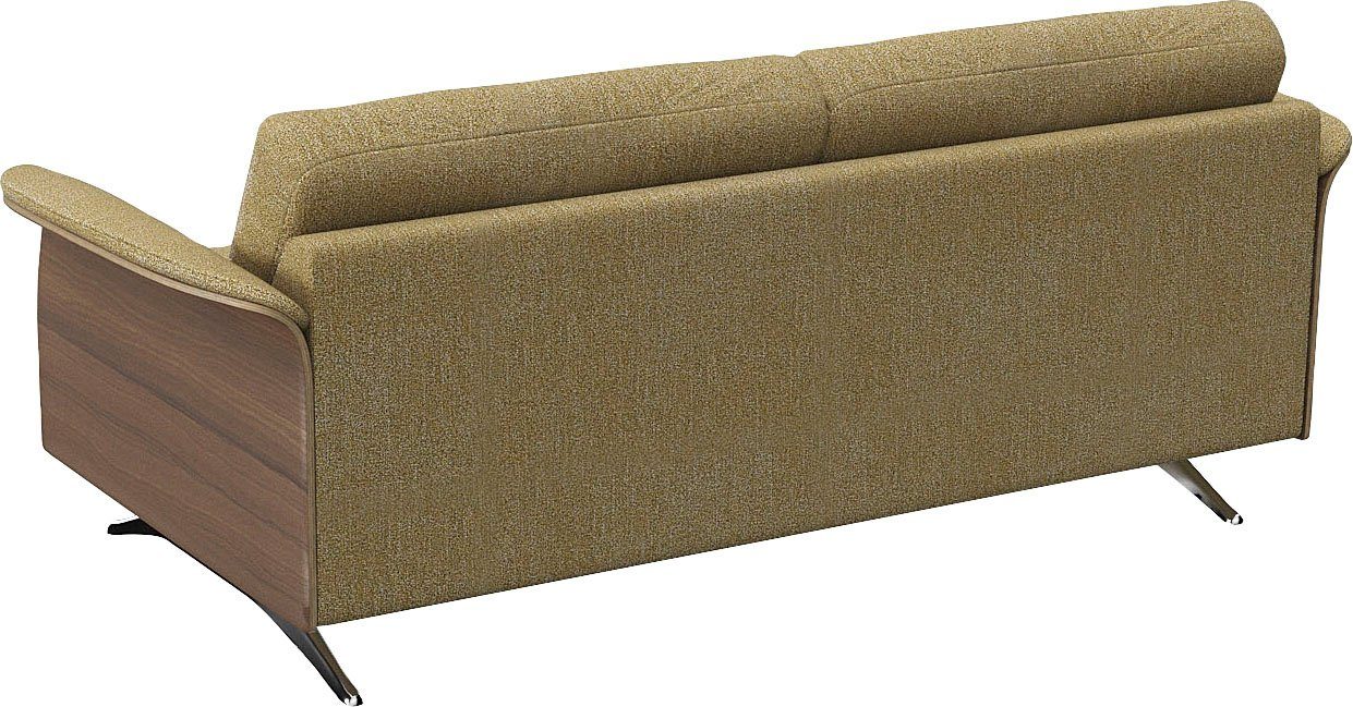 FLEXLUX 2,5-zitsbank Glow sofa, bank Premium zitting: koudschuim en binnenvering, armleuningen. Walnoot, aluminium voet
