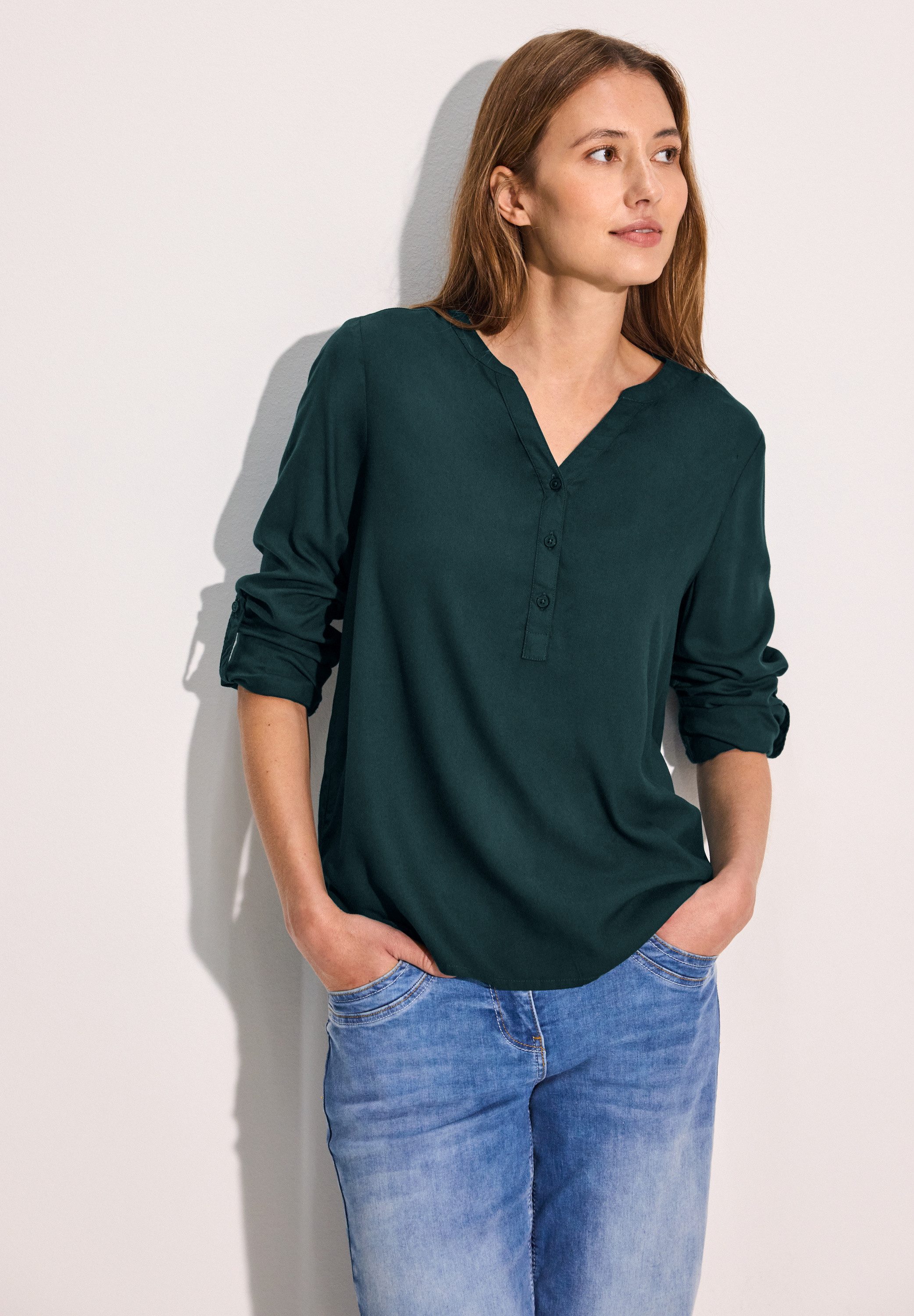 Cecil Overhemdblouse met turn-up-mouwen en knoopsluiting