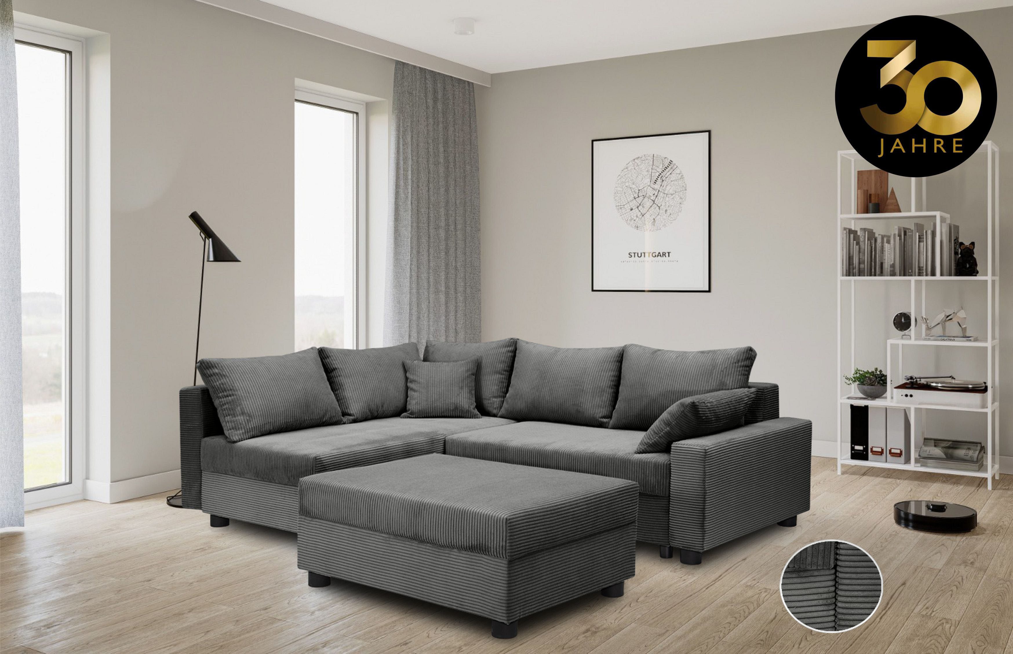 COLLECTION AB Hoekbank Parma L-vorm met slaapfunctie en bedlade, inclusief kussens, bonell-federkern