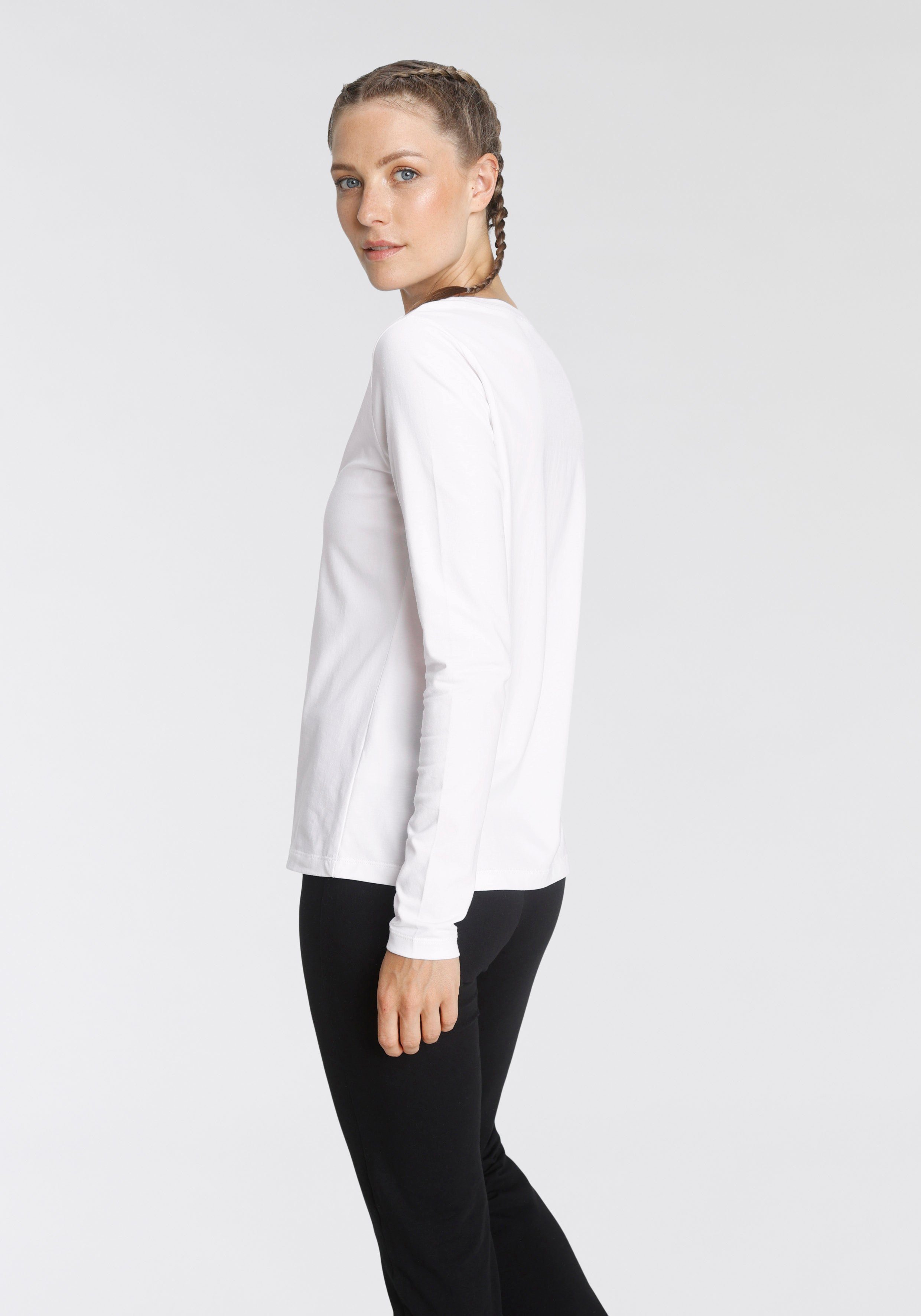 Eastwind Shirt met lange mouwen Lange mouw, in basic-stijl, ronde halslijn, van katoen (Set van 3)
