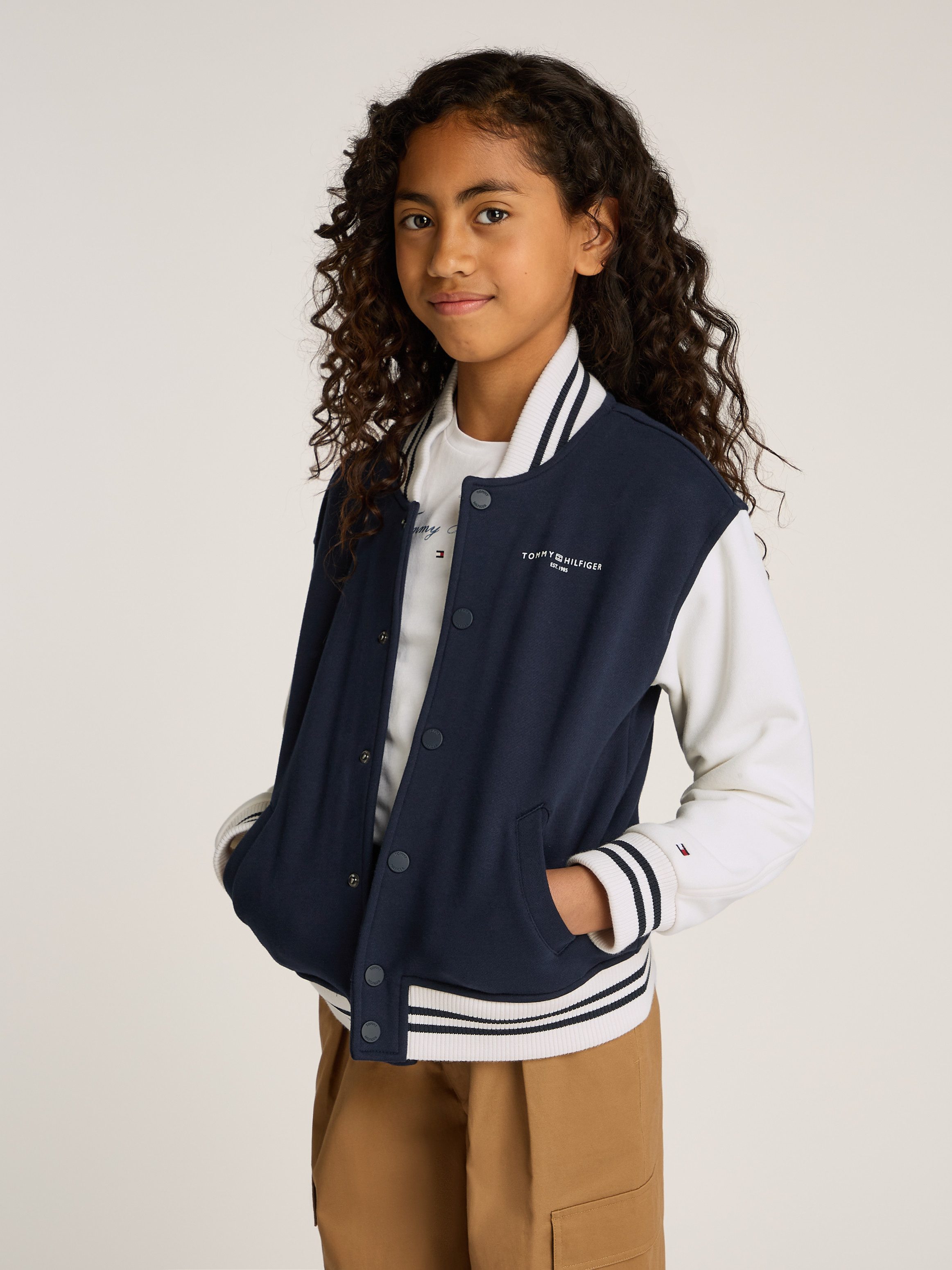 Tommy Hilfiger Sweatvest U MINI CORP LOGO BOMBER met contrasterende mouwen met logo-opdruk