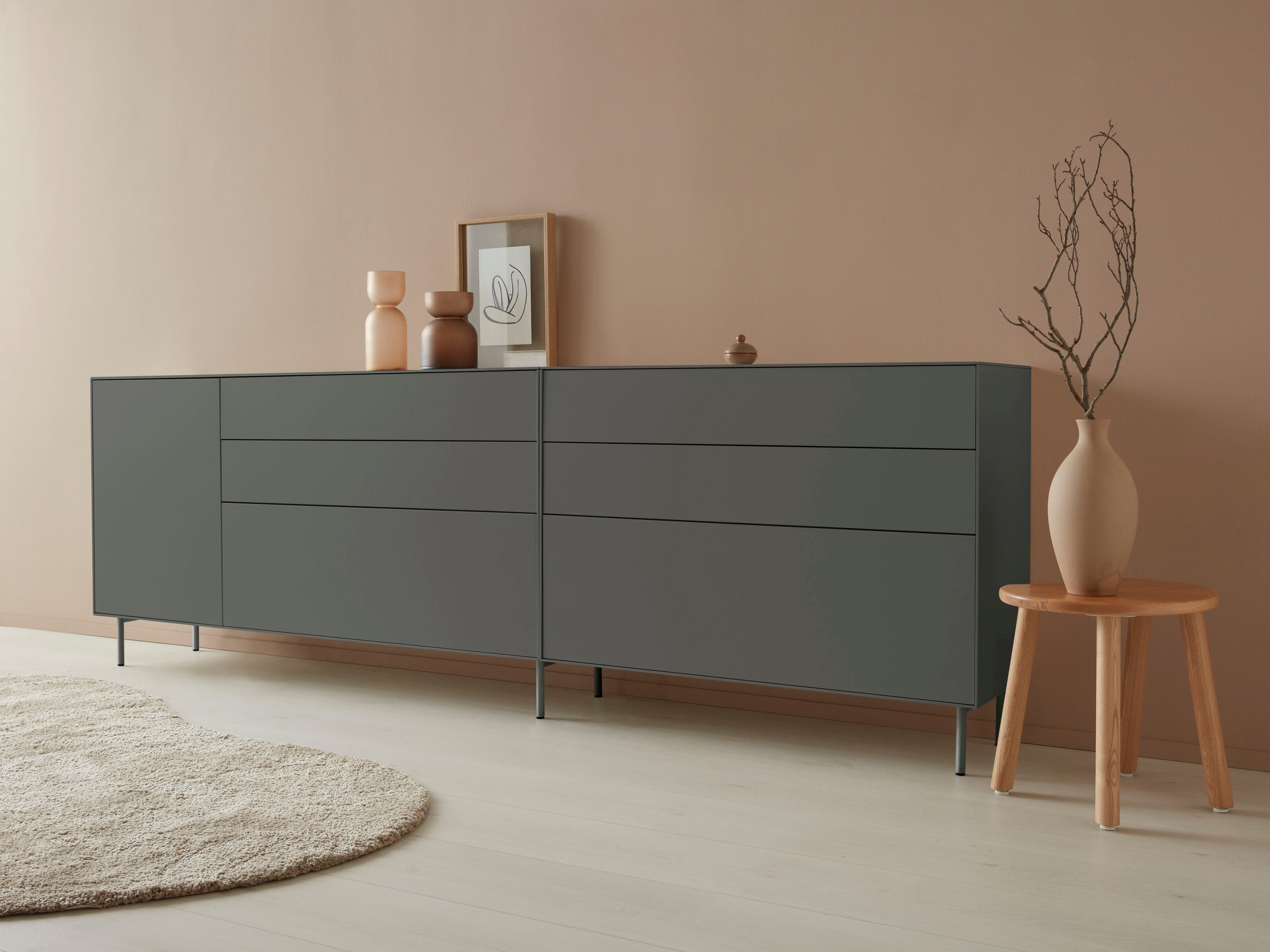 LeGer Home by Lena Gercke Dressoir Essentials Breedte: 279 cm, MDF gelakt, push-to-open-functie (2 stuks) dressoirs grijs