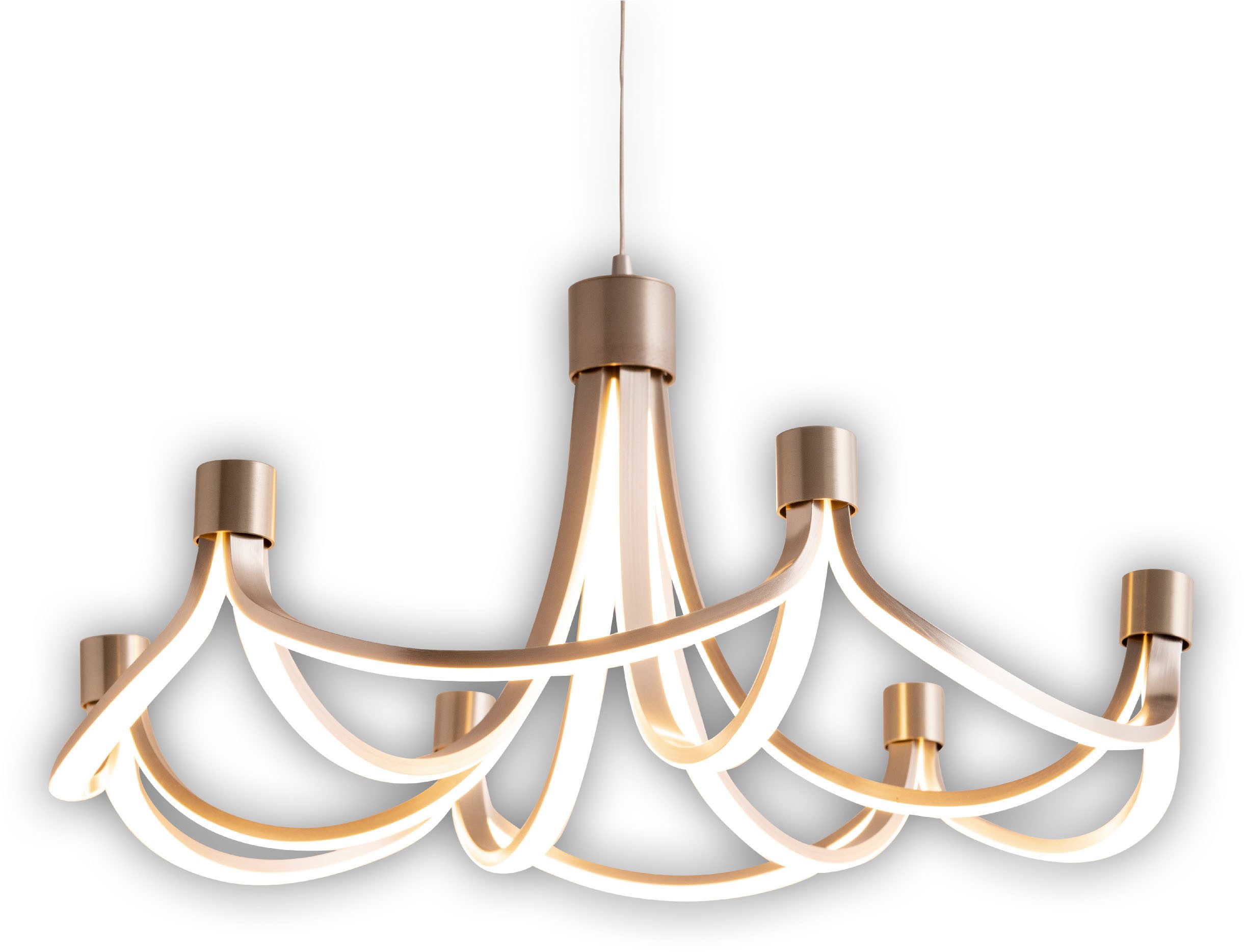 näve Led-hanglamp Festos Kroonluchter, trapsgewijs dimbaar, gesatineerd metaal, H: 150cm (1 stuk)