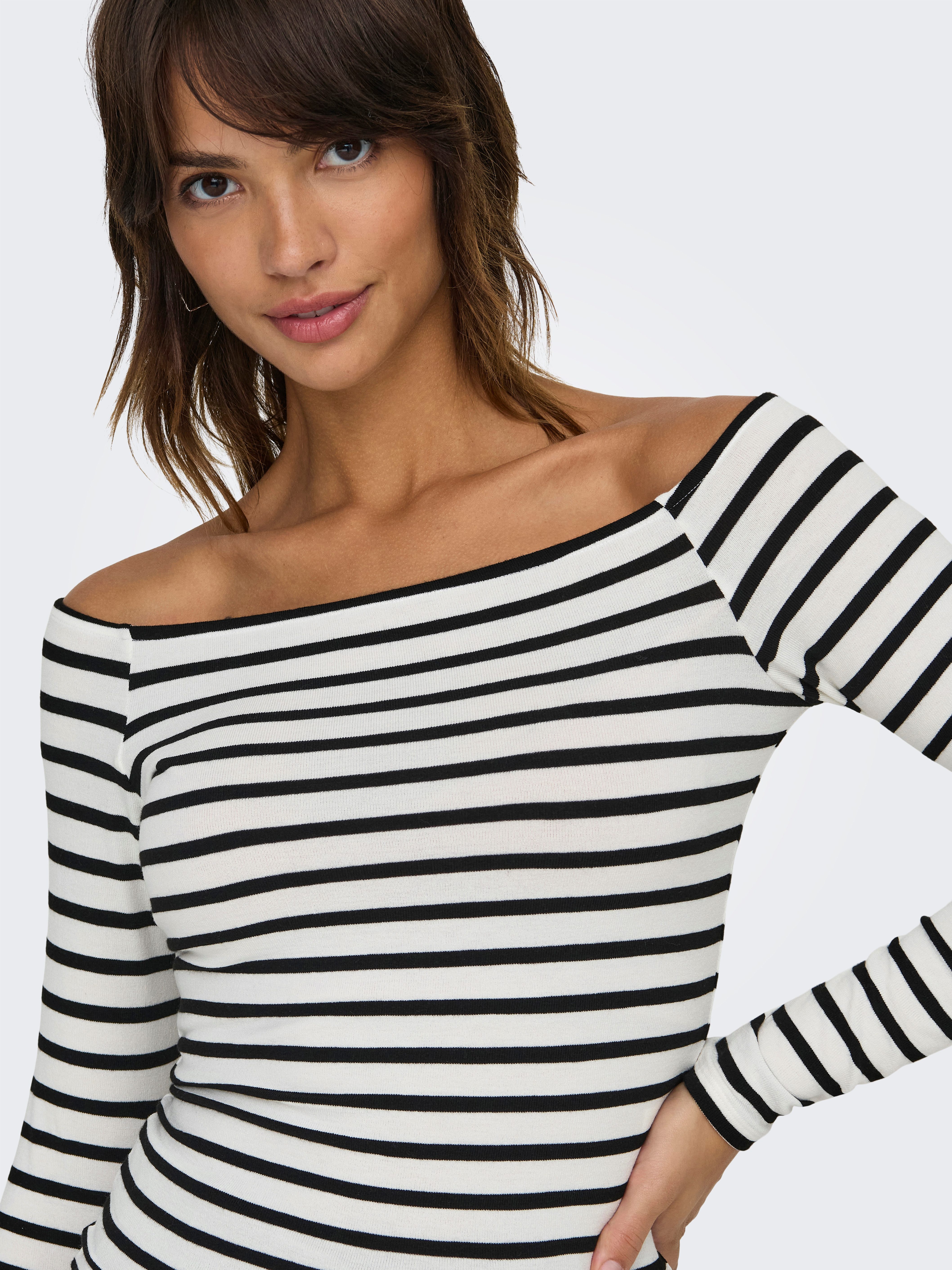 Only Shirt met lange mouwen ONLGLAMOUR L/S BOAT NECK TOP BOX CC JRS