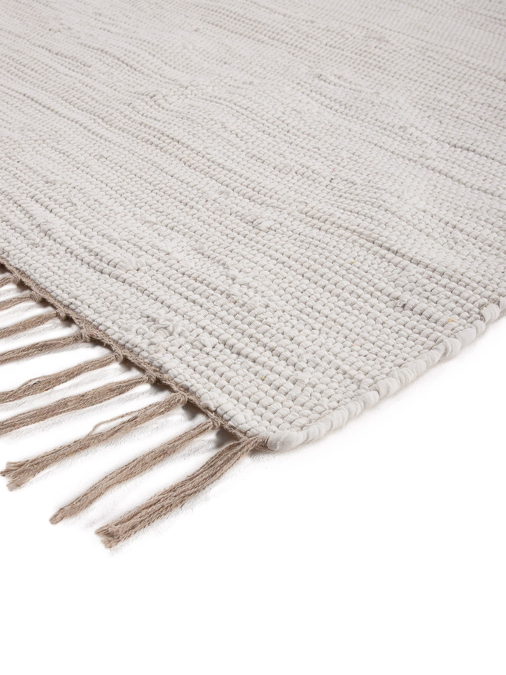 carpetfine Vloerkleed Kelim Chindi uni Tweezijdig te gebruiken kleed, puur katoen, met de hand geweven, unikleuren, met franje