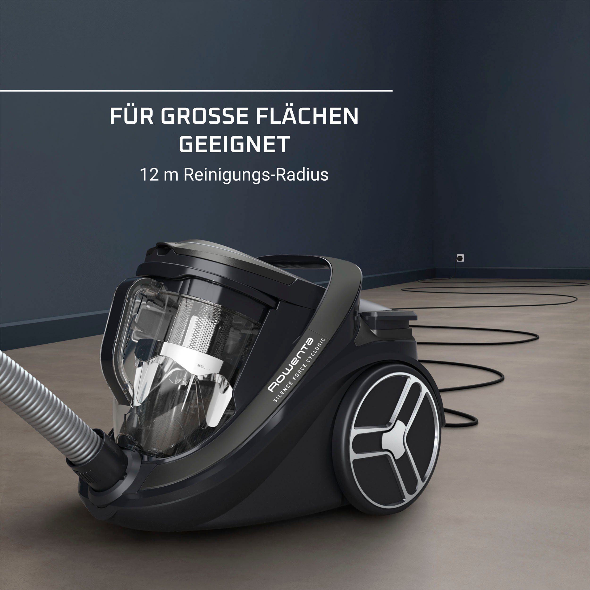 Rowenta Stofzuiger RO7935 Silence Force Cyclonic Parkett met slechts 59 db(a), 12 m actieradius, inhoud stofreservoir 2,5 liter