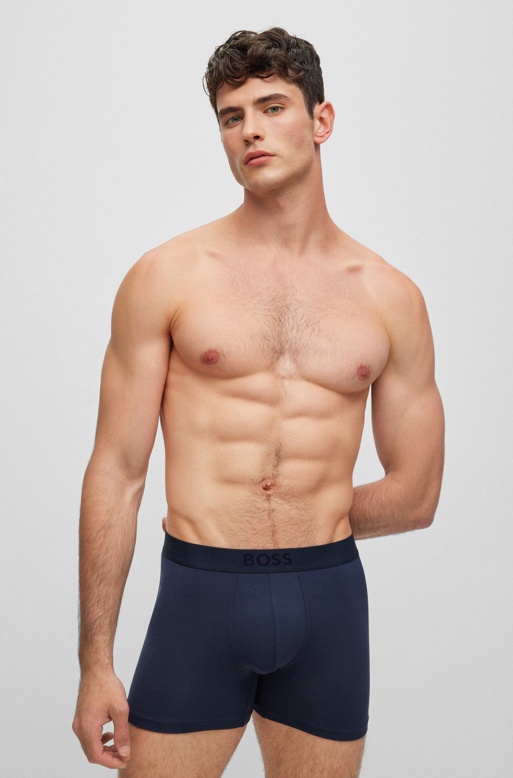 BOSS Boxershort BoxerBr 2P UltraSoft met tonale boss logo-elastisch tailleband (2 stuks, Set van 2)