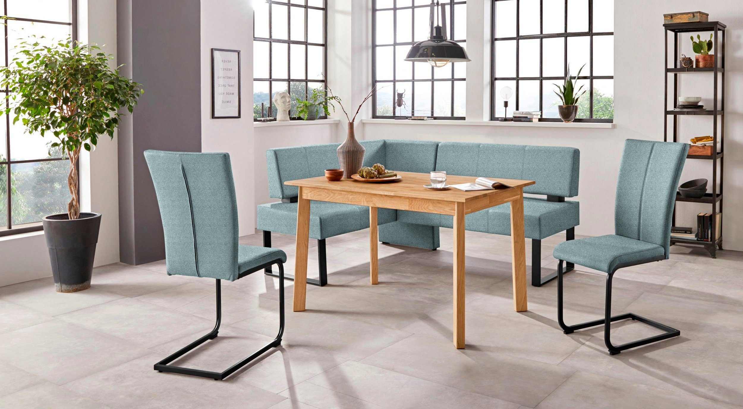 Home affaire Hoekbank Oliver met metalen frame, keukenbank verschillende hoezen cord eetkamerbank ottos choice